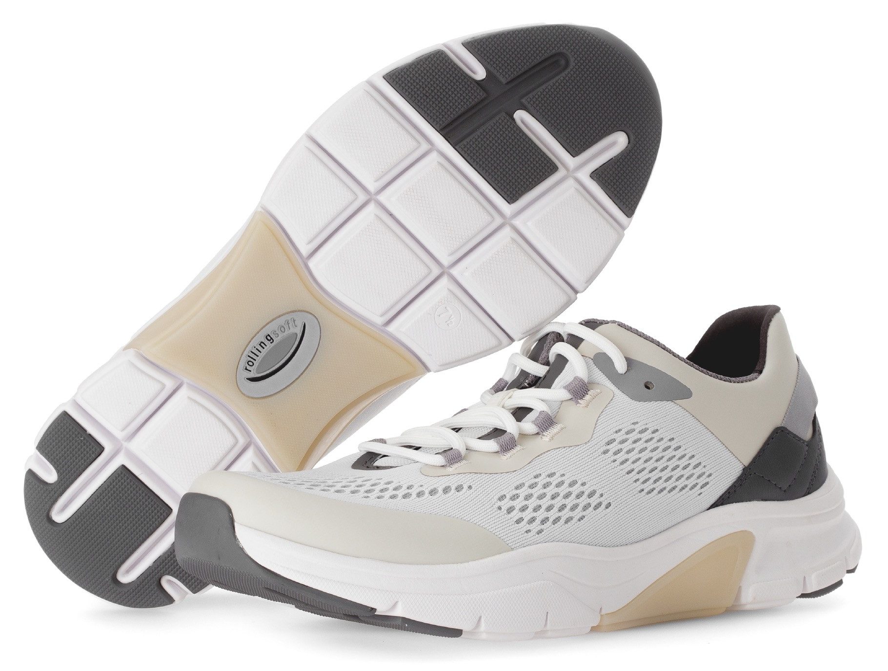 Gabor Rollingsoft Sneakers met sleehak , vrijetijdsschoen, lage schoen, veterschoen met contrastafwerkingen, breedte g
