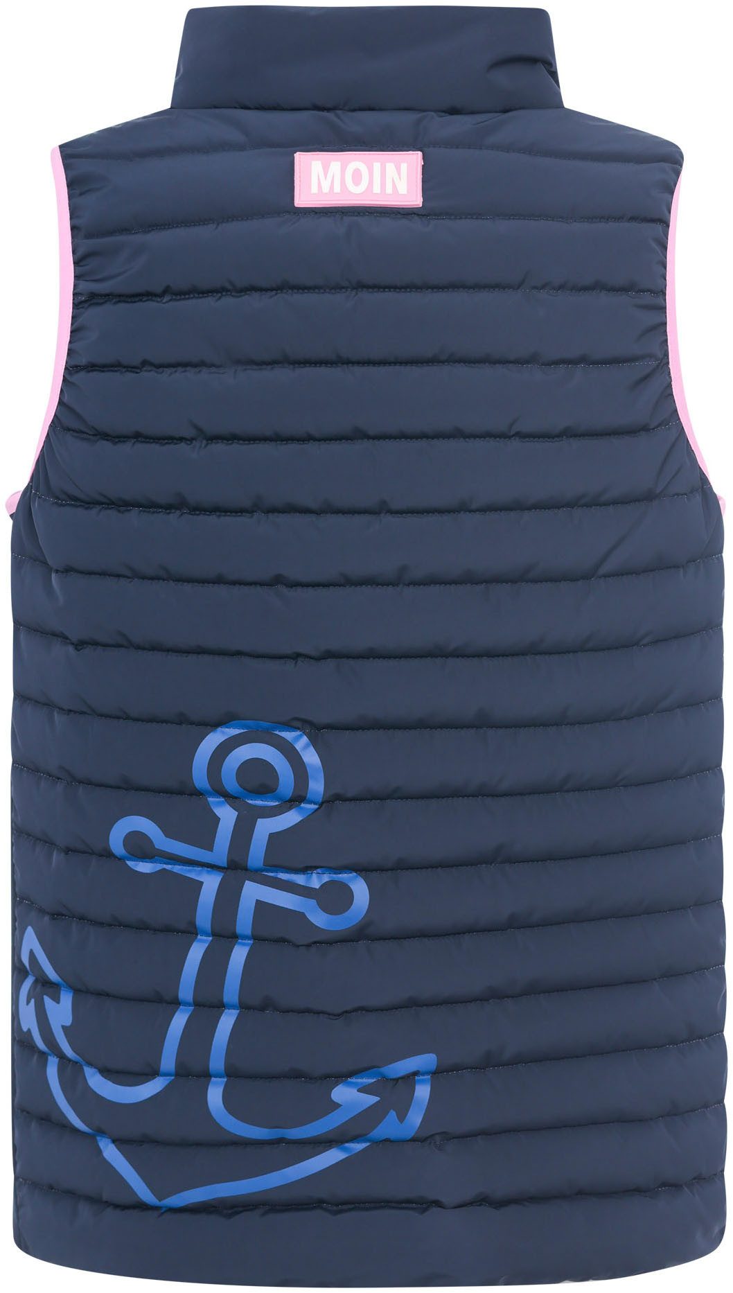 Zwillingsherz Bodywarmer met anker motief, staande kraag en contrasterende ritsen