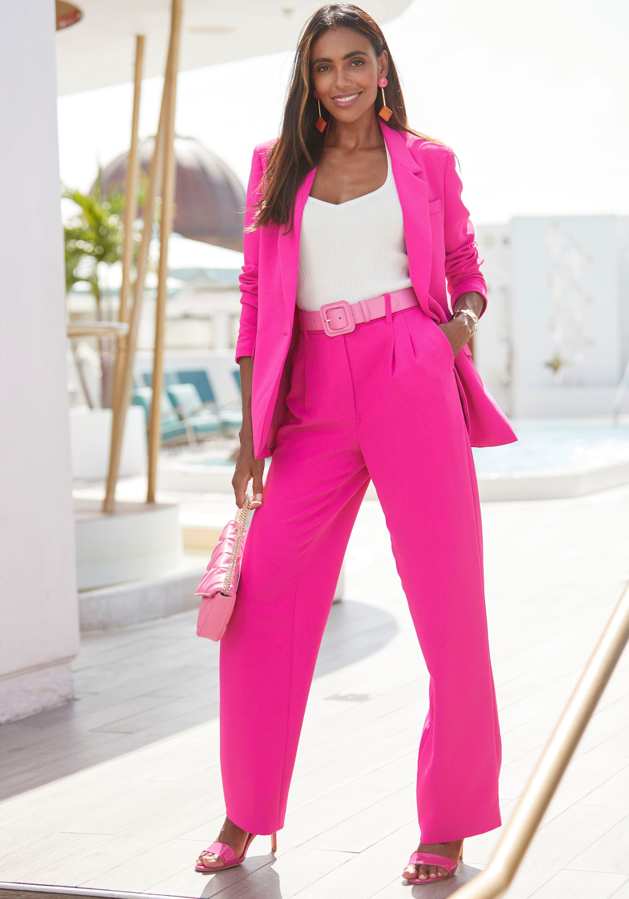 Lascana Lange blazer met reverskraag en split achter damesblazer elegant-chic