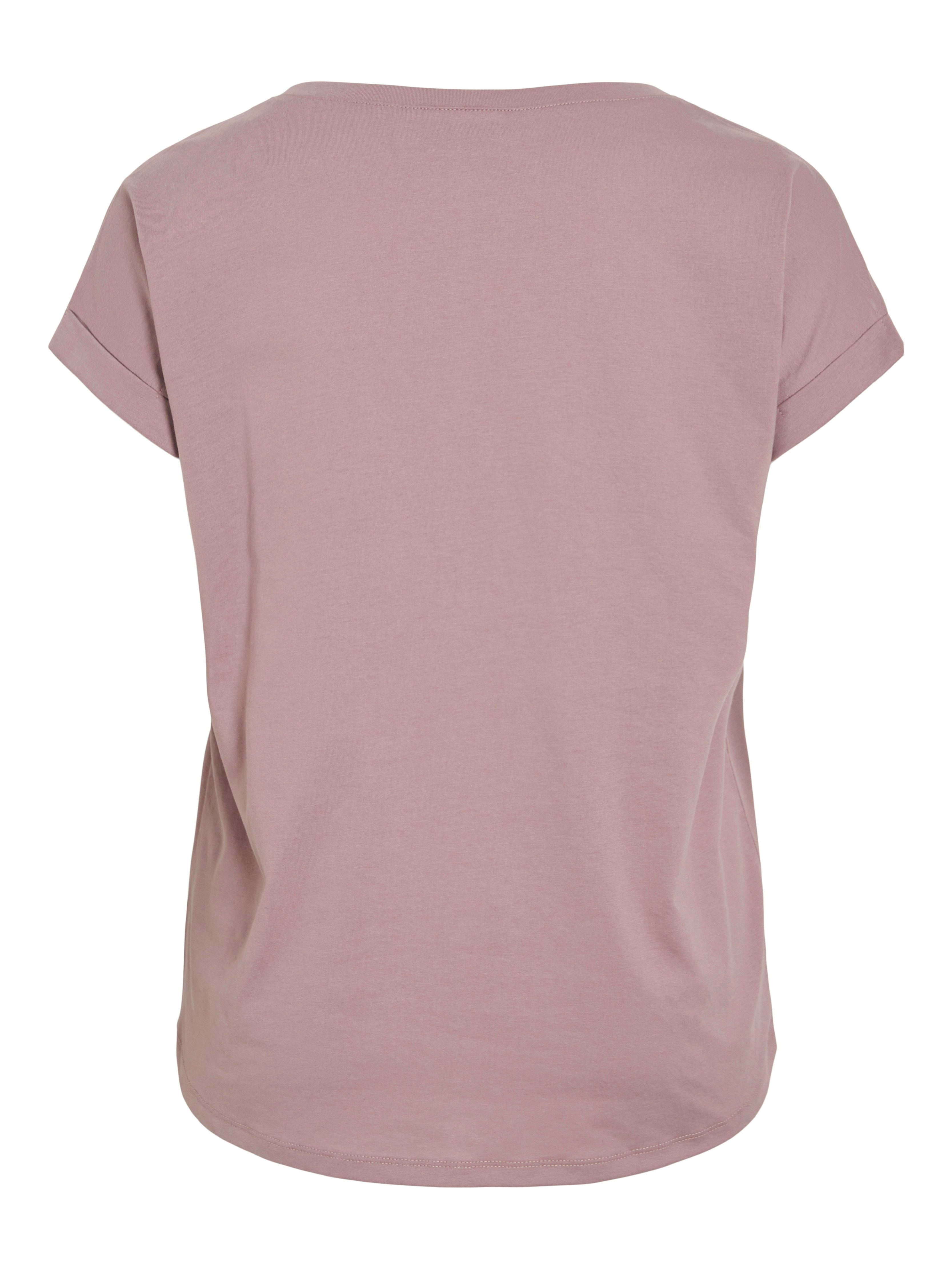Vila Shirt met ronde hals VIDREAMERS NEW PURE T-SHIRT/SU-NOOS Basic dames T-shirt met ronde hals en omgeslagen mouwen