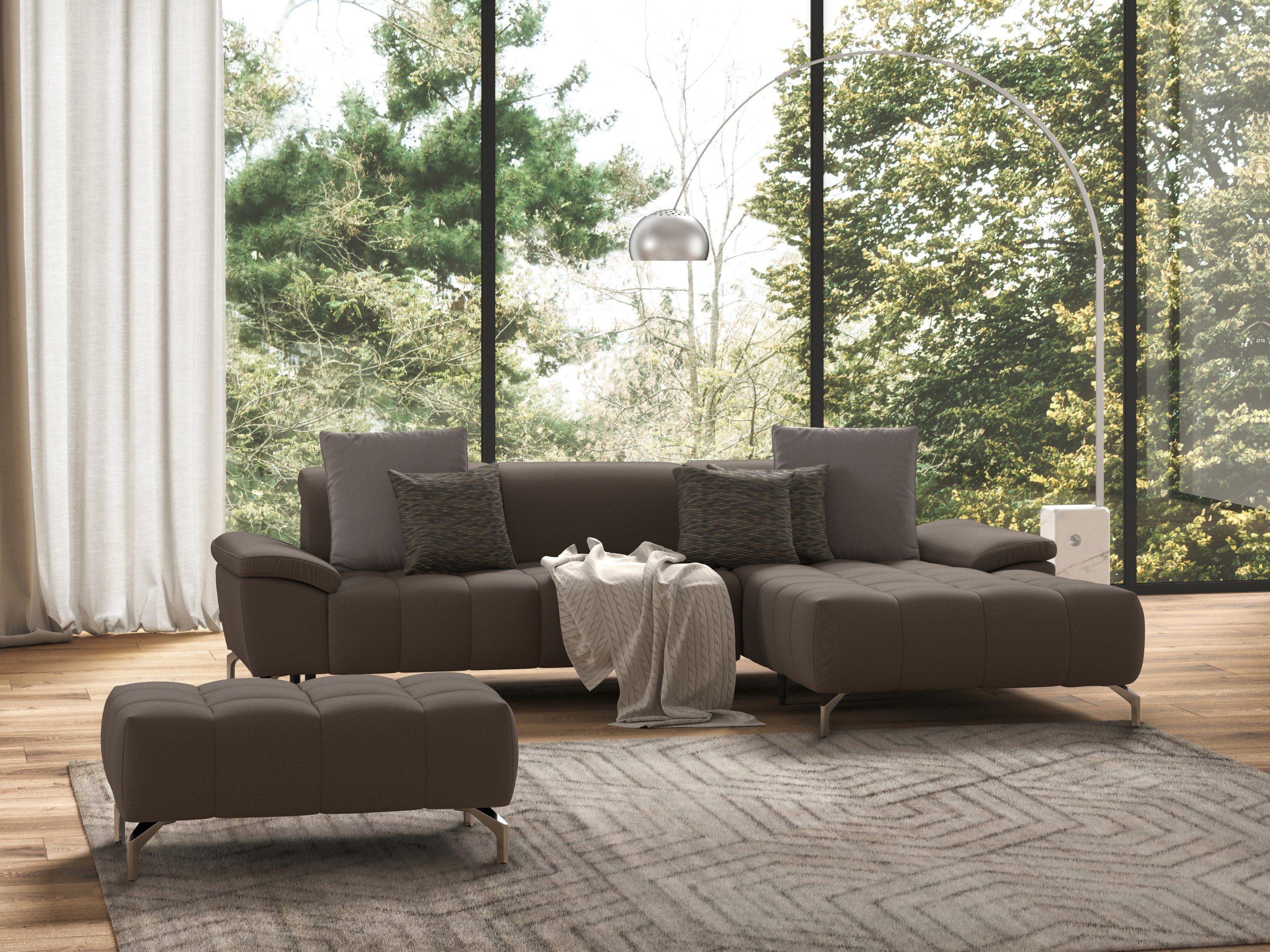sit&more Hocker Blauw met zilverkleurige poten