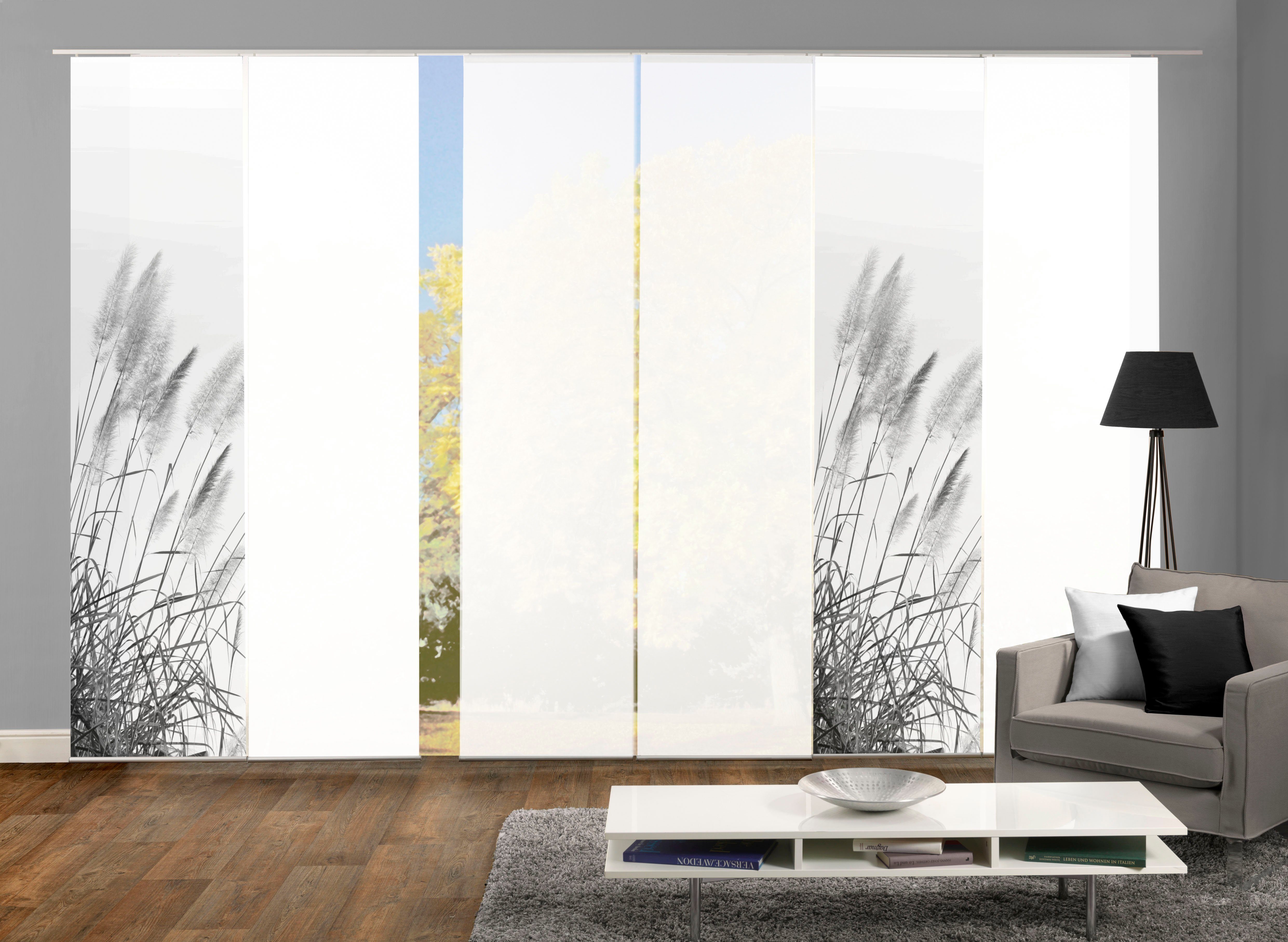 home wohnideen paneelgordijn pampas digitale print (1 stuk) grijs
