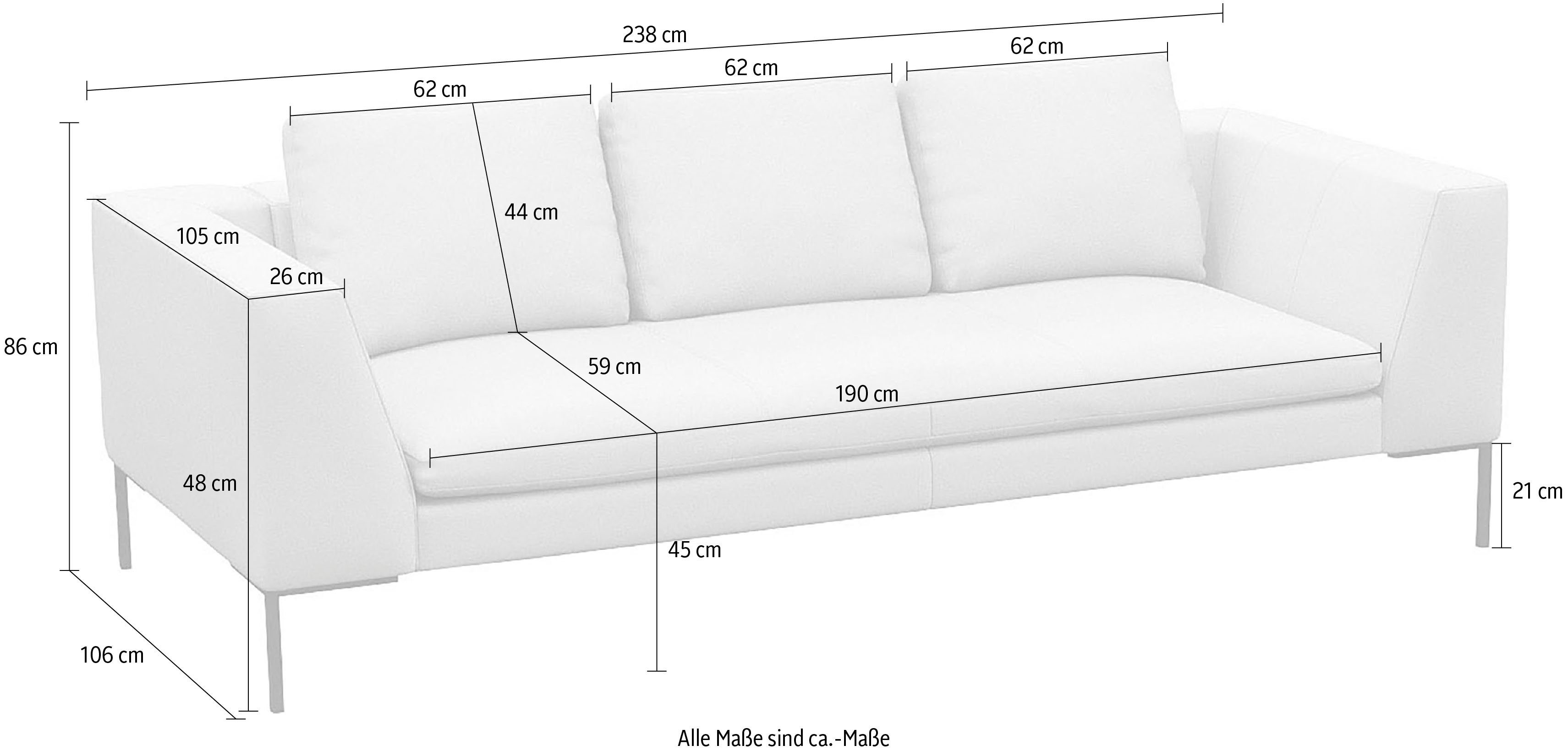FLEXLUX 3-zitsbank Loano, supercomfortabel zitcomfort door koudschuim in de zitting