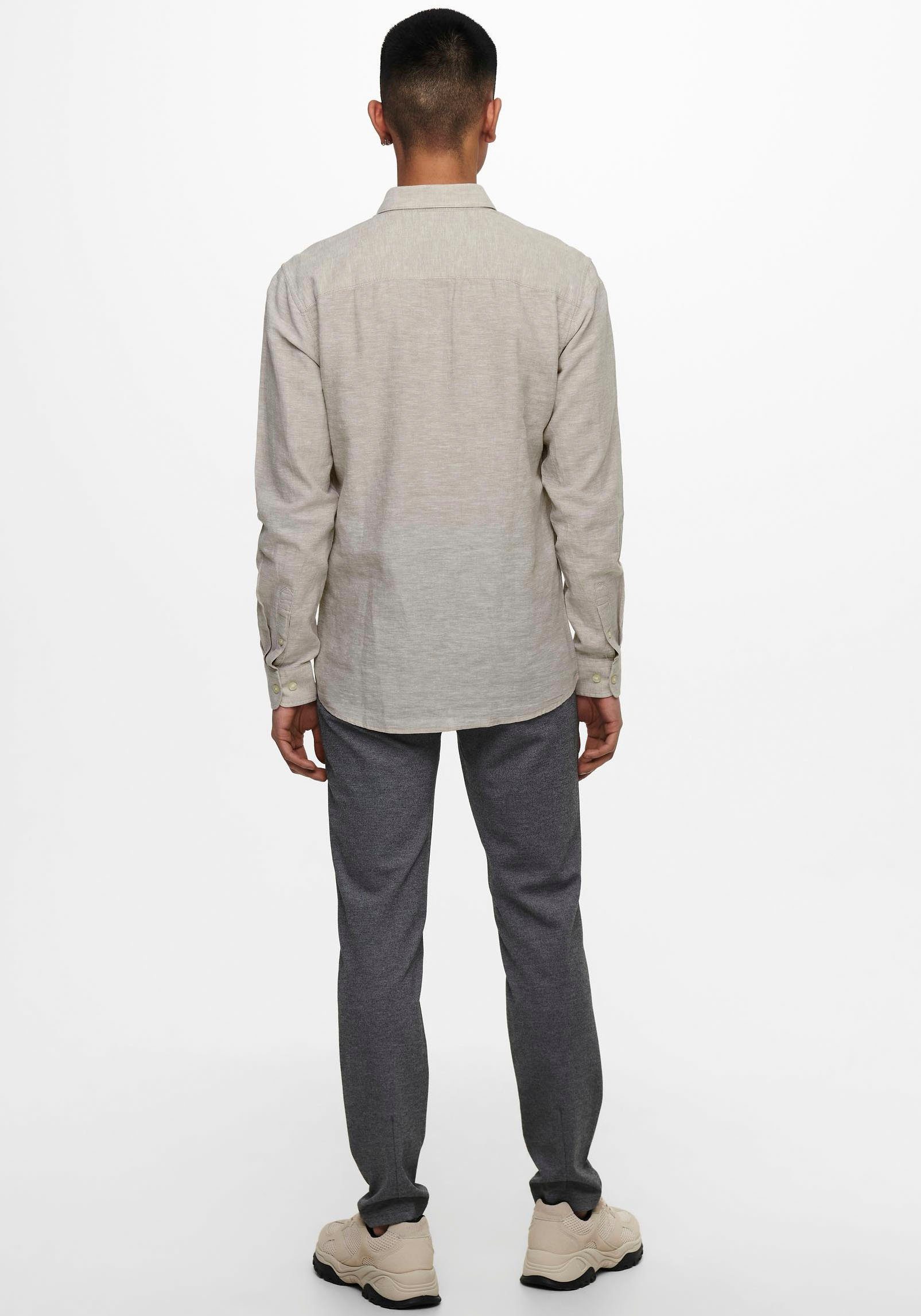 ONLY & SONS Overhemd met lange mouwen ONSCAIDEN LS SOLID LINEN SHIRT NOOS