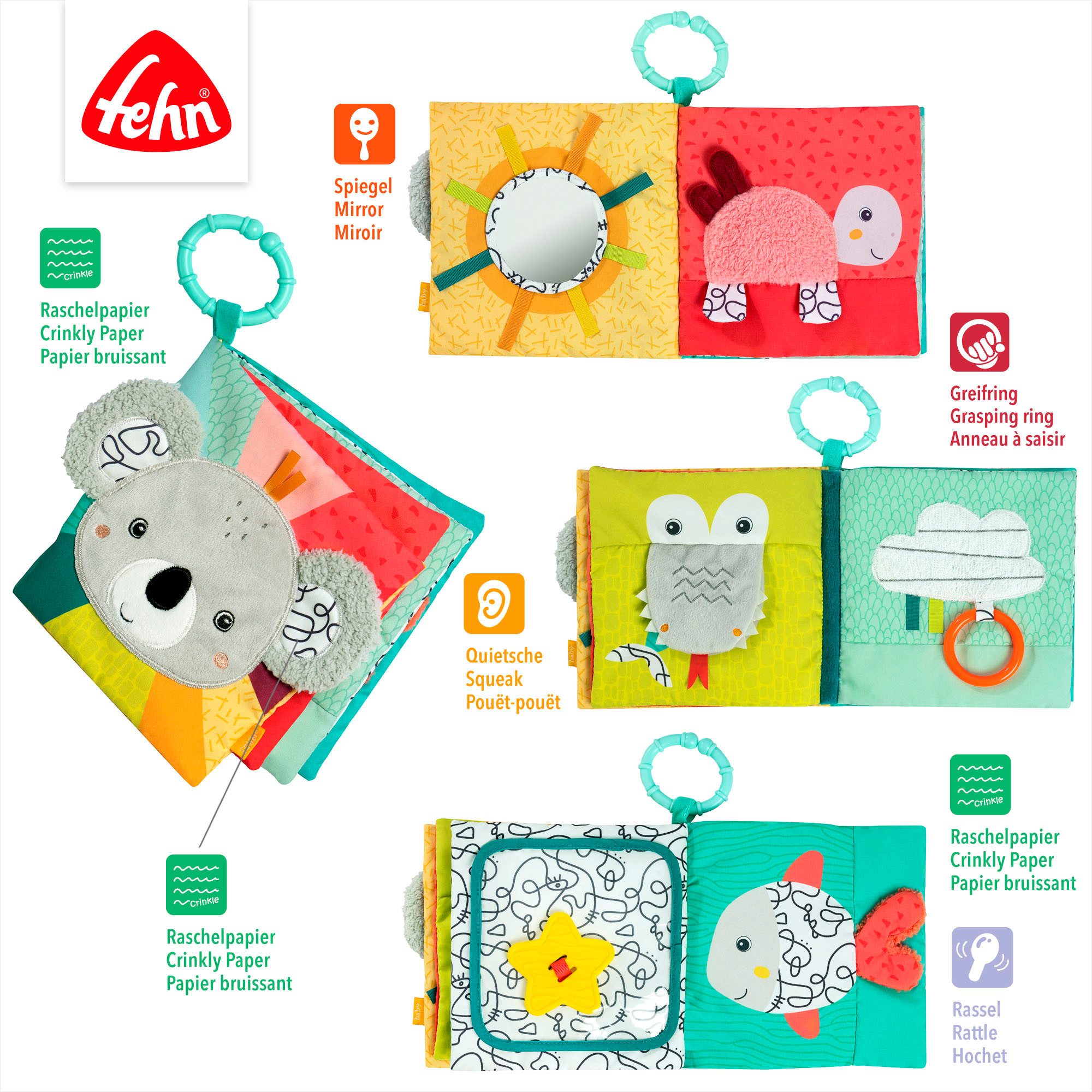 Fehn Grijpspeeltje DoBabyDoo, Koala stoffen boek