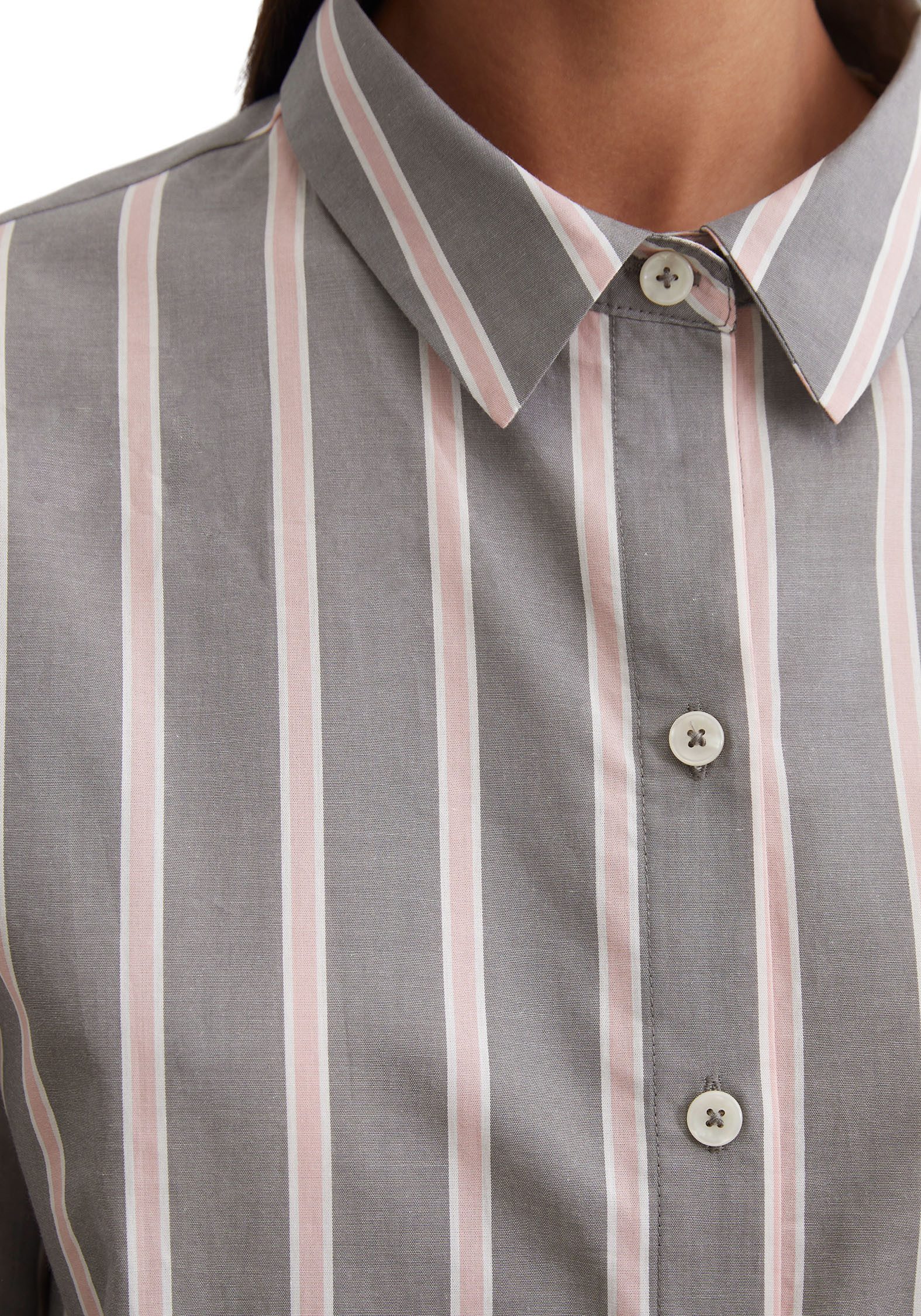 Marc O'Polo Shirt met lange mouwen Mix & Match Woven met knopen in parelmoer-look