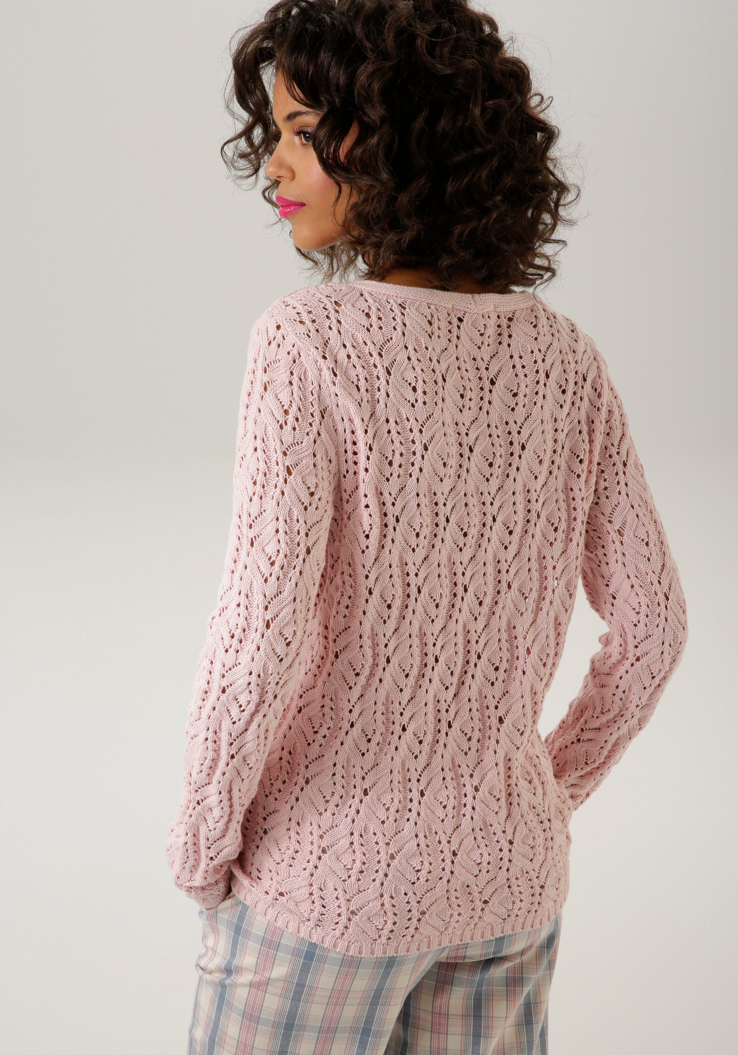 Aniston CASUAL Gebreide trui met trendy ajour-patroon