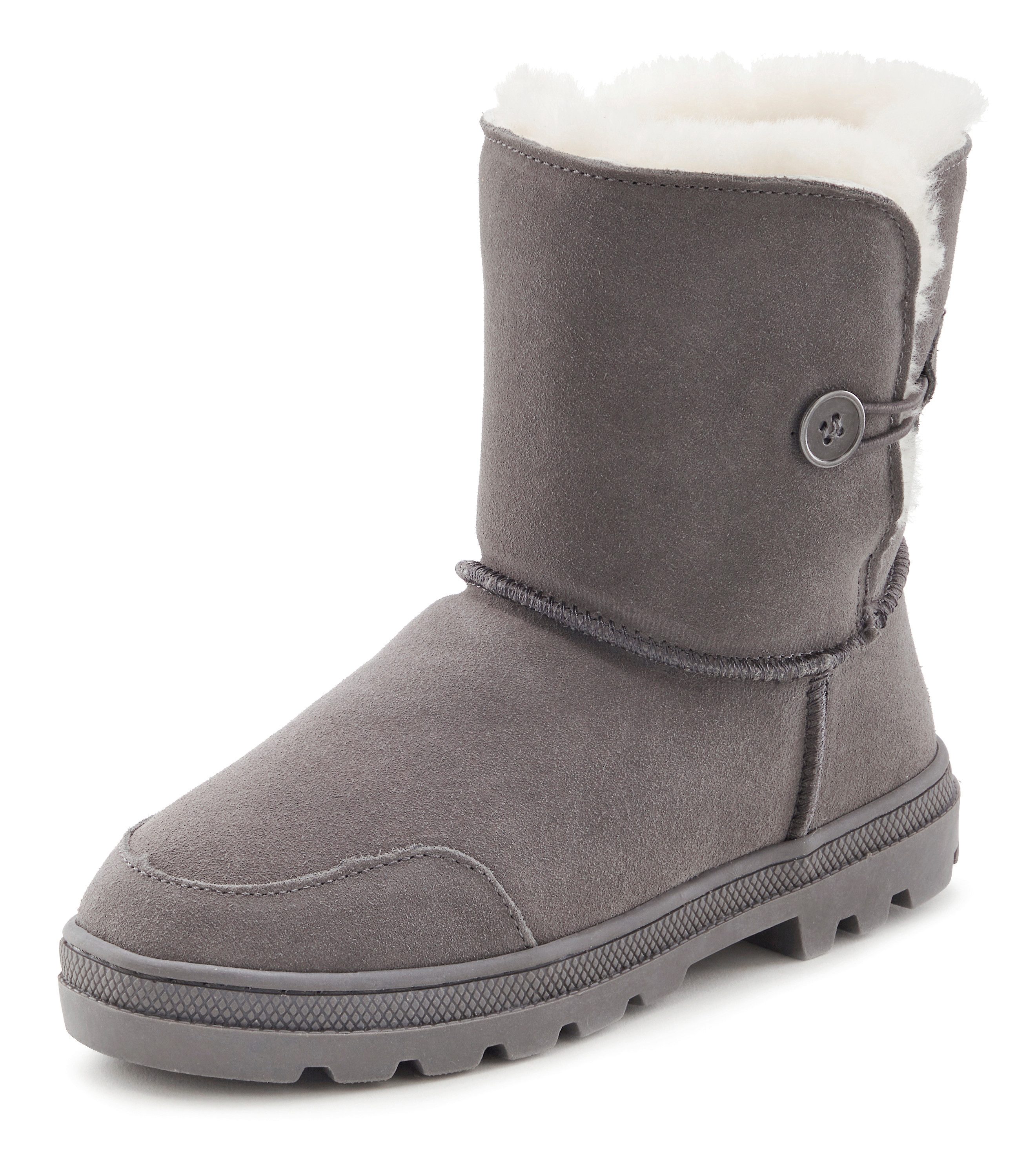 Lascana Winterlaarzen van knuffelig lamsvacht, robuuste zool, winterlaars, snowboots