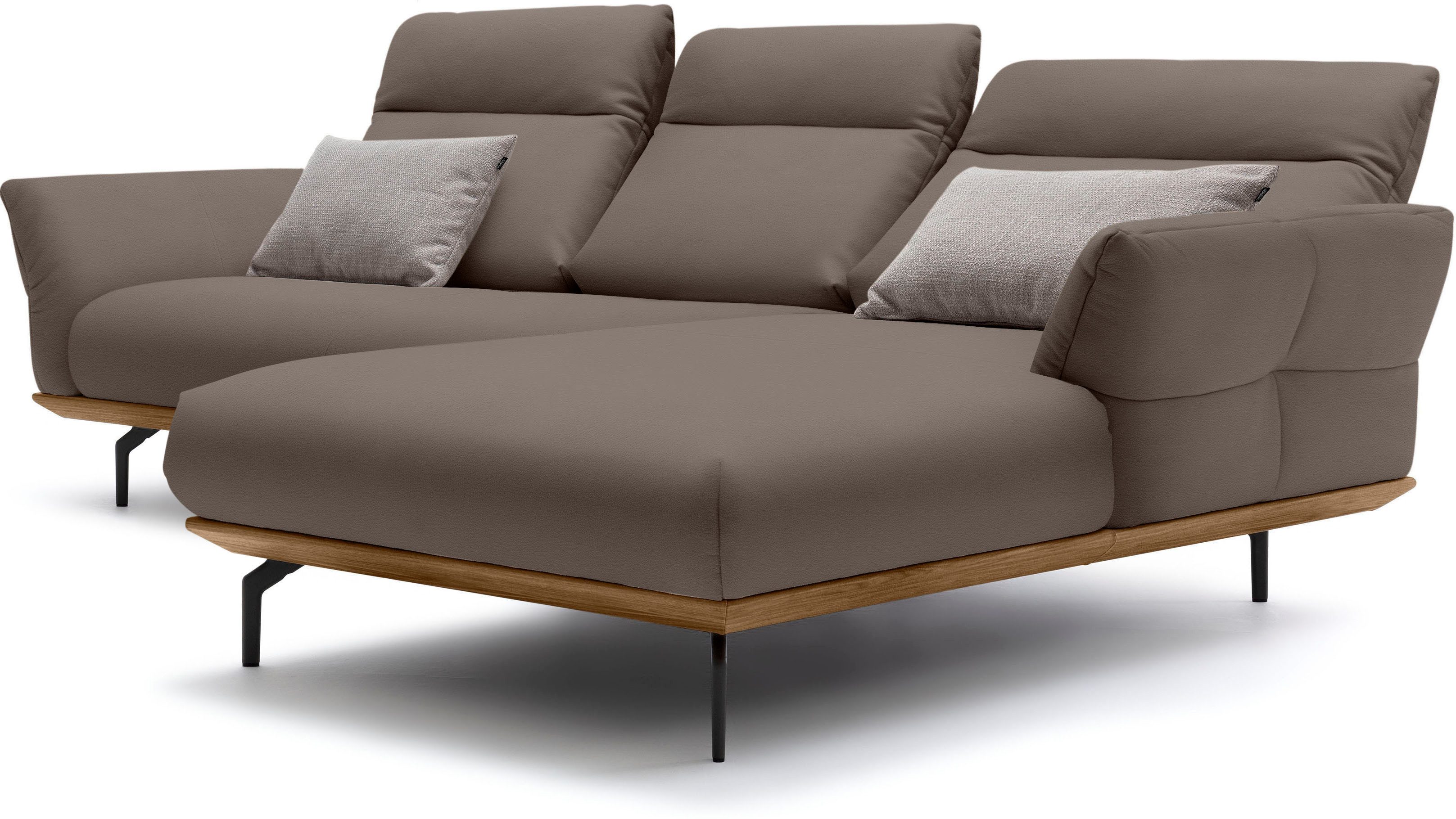 Creation BY ROLF BENZ Hoekbank Hs.460 Sokkel in walnotenhout, onderstel in umbra grijs, breedte 298 cm