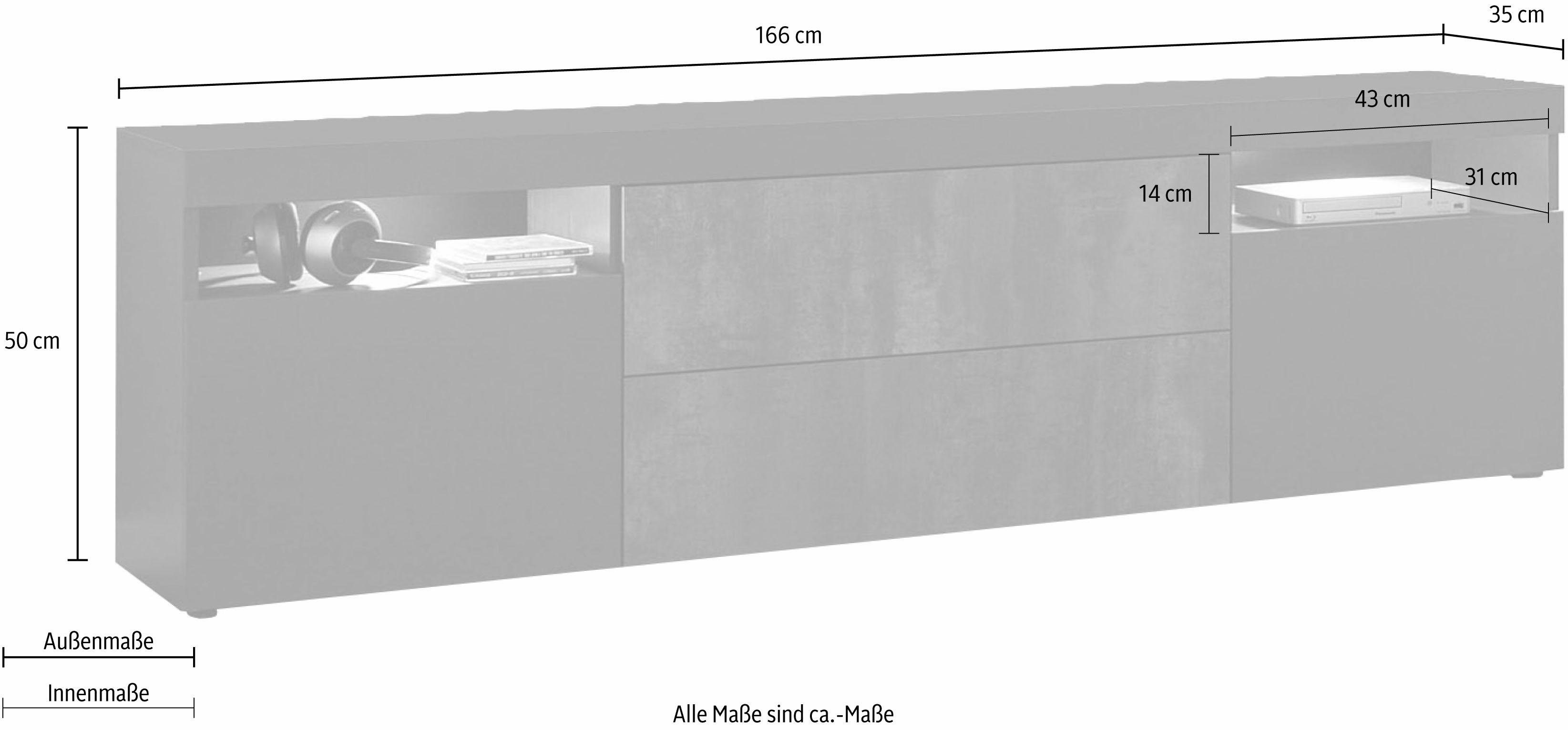 borchardt Möbel Tv-meubel Kaapstad Breedte 166 cm