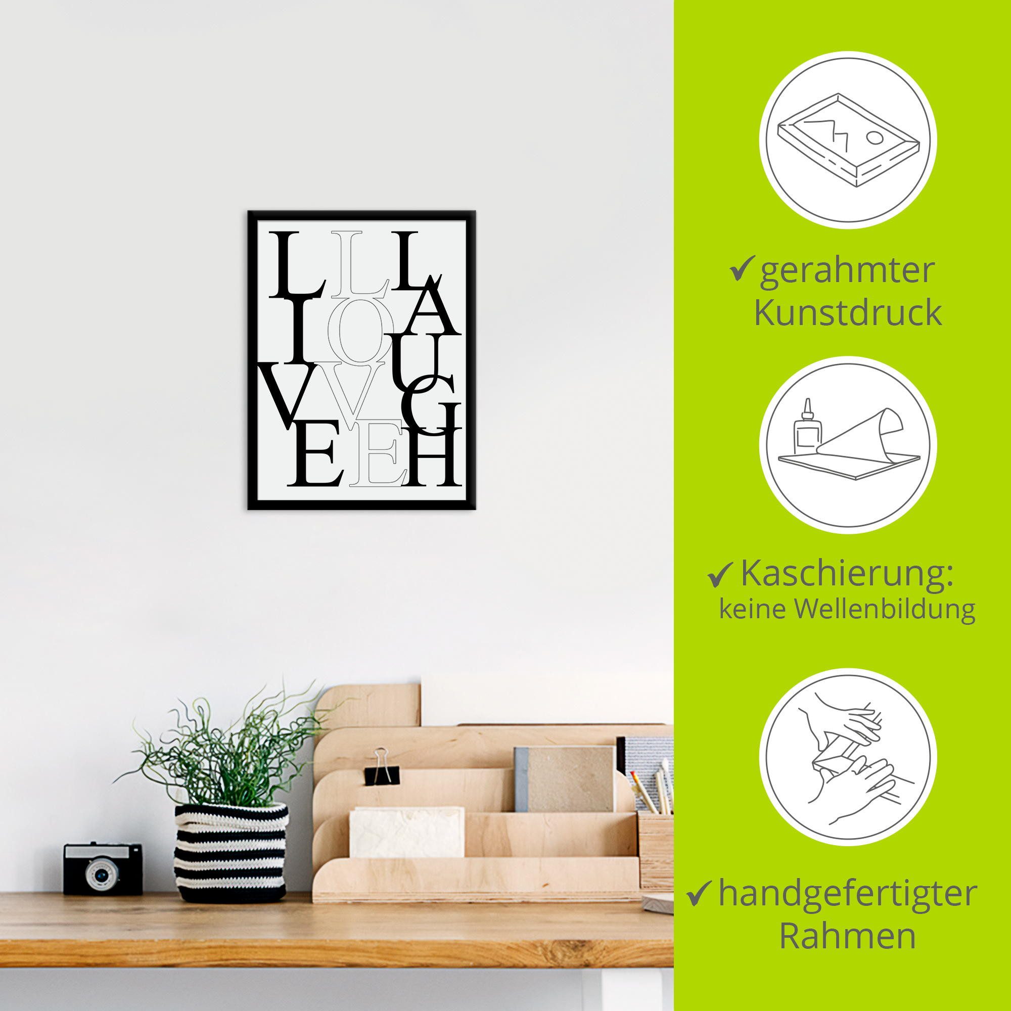 Artland Artprint Leef, Heb lief, Lach