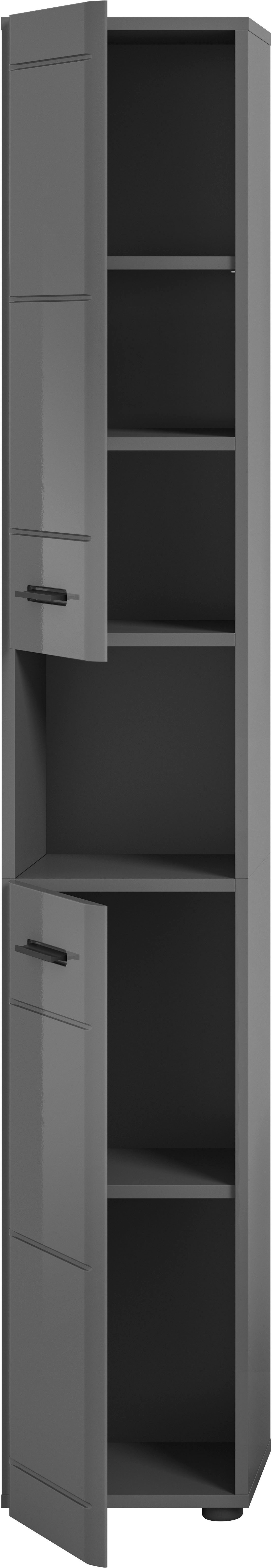 welltime Hoge kast Doux, hoogte 180 cm, 2 deuren, 1 open vak, 3 planken Deuraanslag verwisselbaar, MDF front, badkamerkast, badkamermeubels, badkamer
