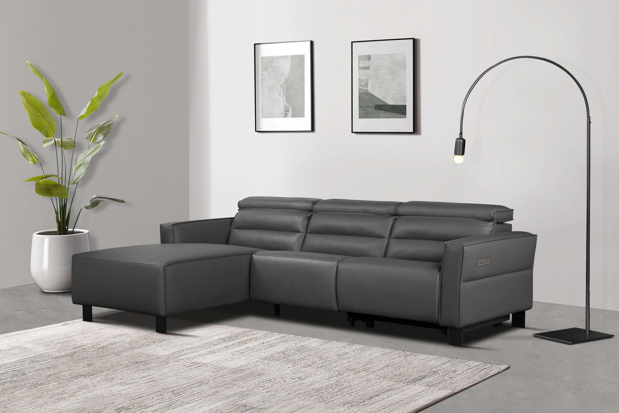 Places of Style Hoekbank Carpari, L-vorm, 263 cm, handmatige of elektrische relaxfunctie