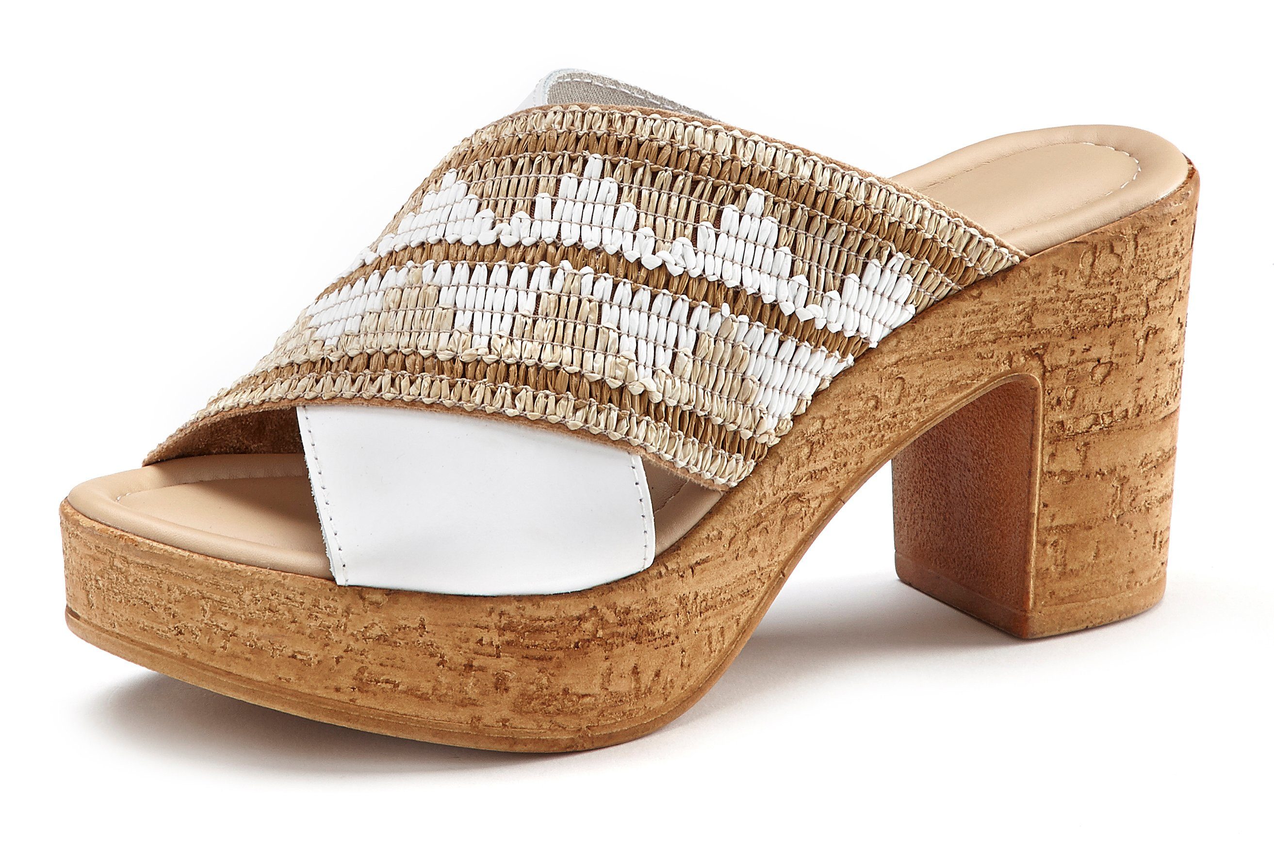 Lascana Slippers in een excellente materialenmix met comfortabele blokhak  online bestellen | OTTO