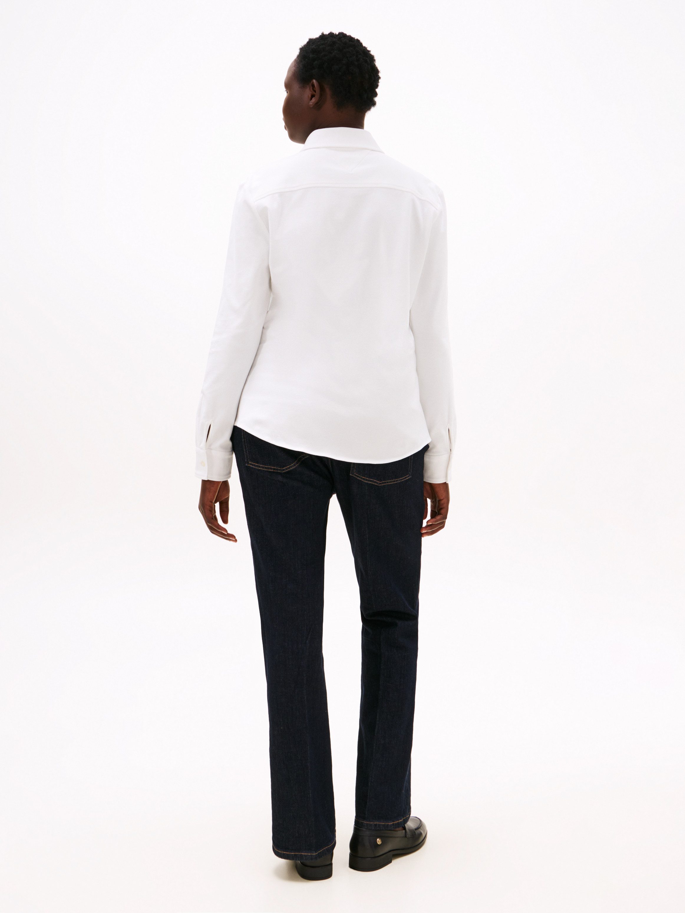 Tommy Hilfiger Curve Blouse met lange mouwen CRV 1985 SLIM PIQU