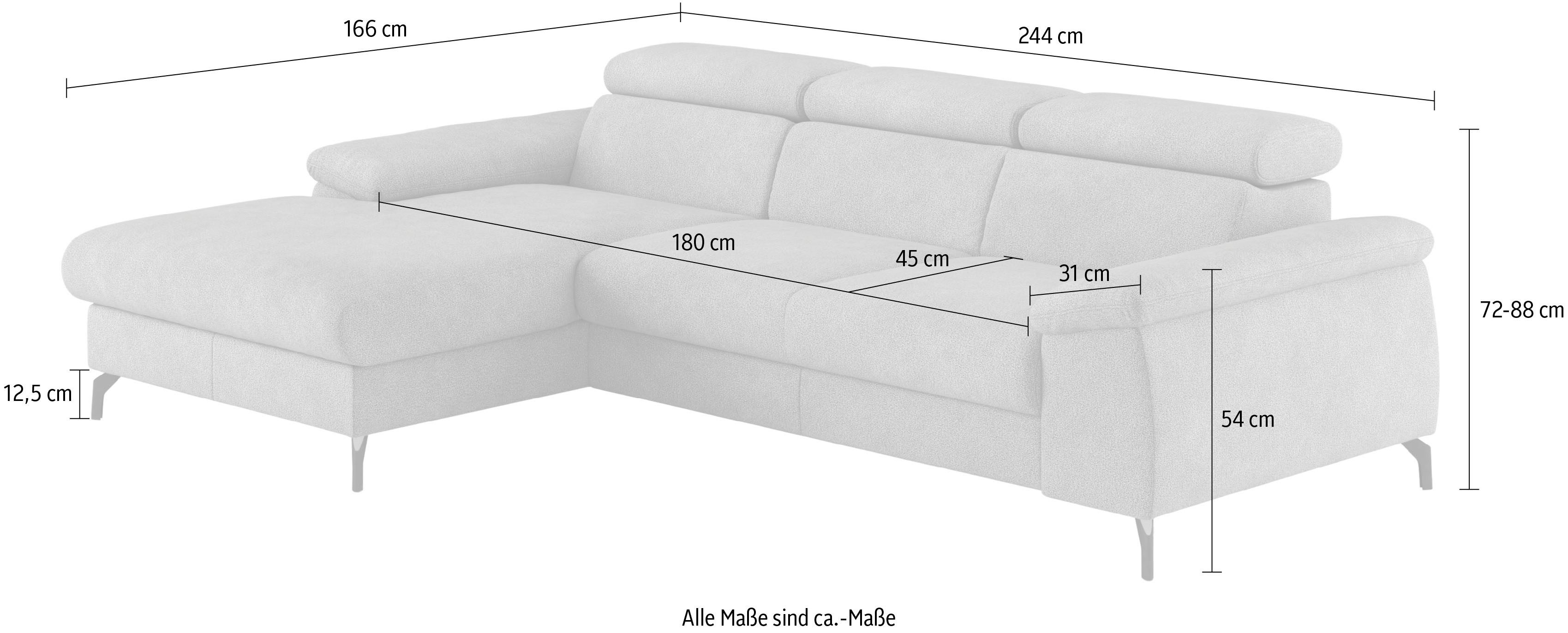 COTTA Hoekbank Kitty L-vorm inclusief hoofdeinde-verstelling, optioneel met bedfunctie en bedlade