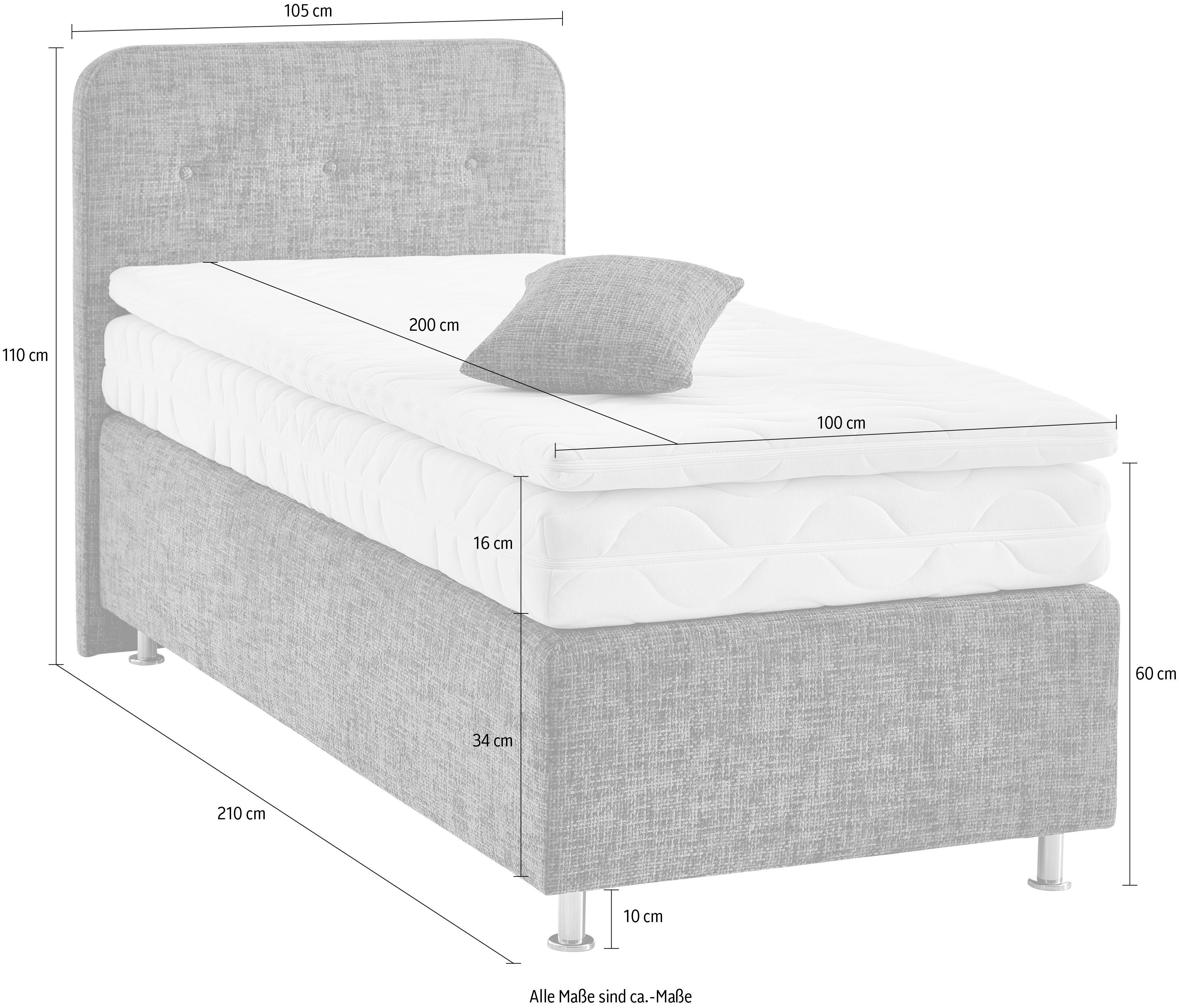Westfalia Polsterbetten Boxspring Sapporo Incl. sierkussen, kiesbaar in H2, H3 & H4