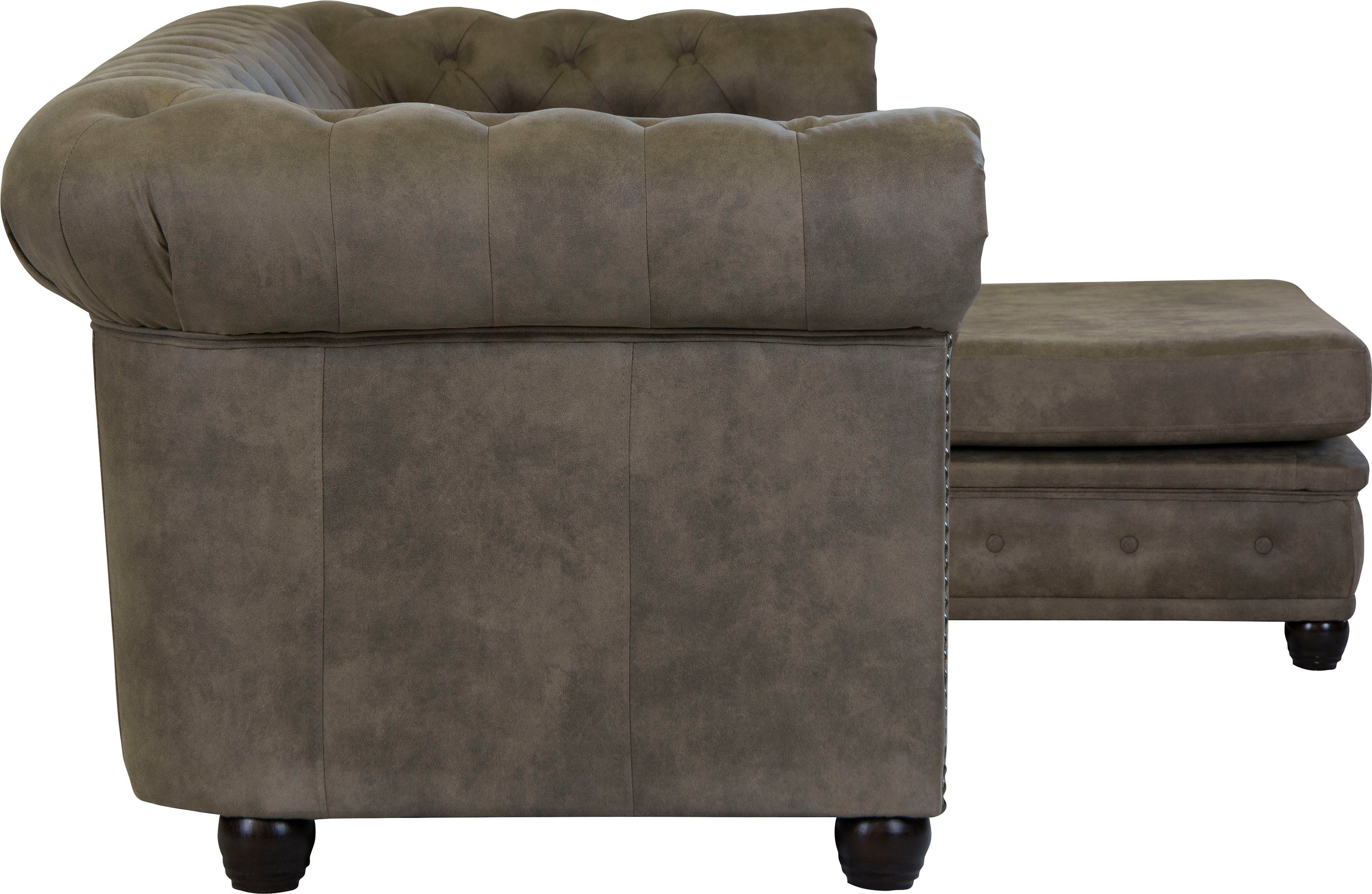 Home affaire Chesterfield-bank Rysum L-vorm Chesterfield-look met afsluitende ottomane