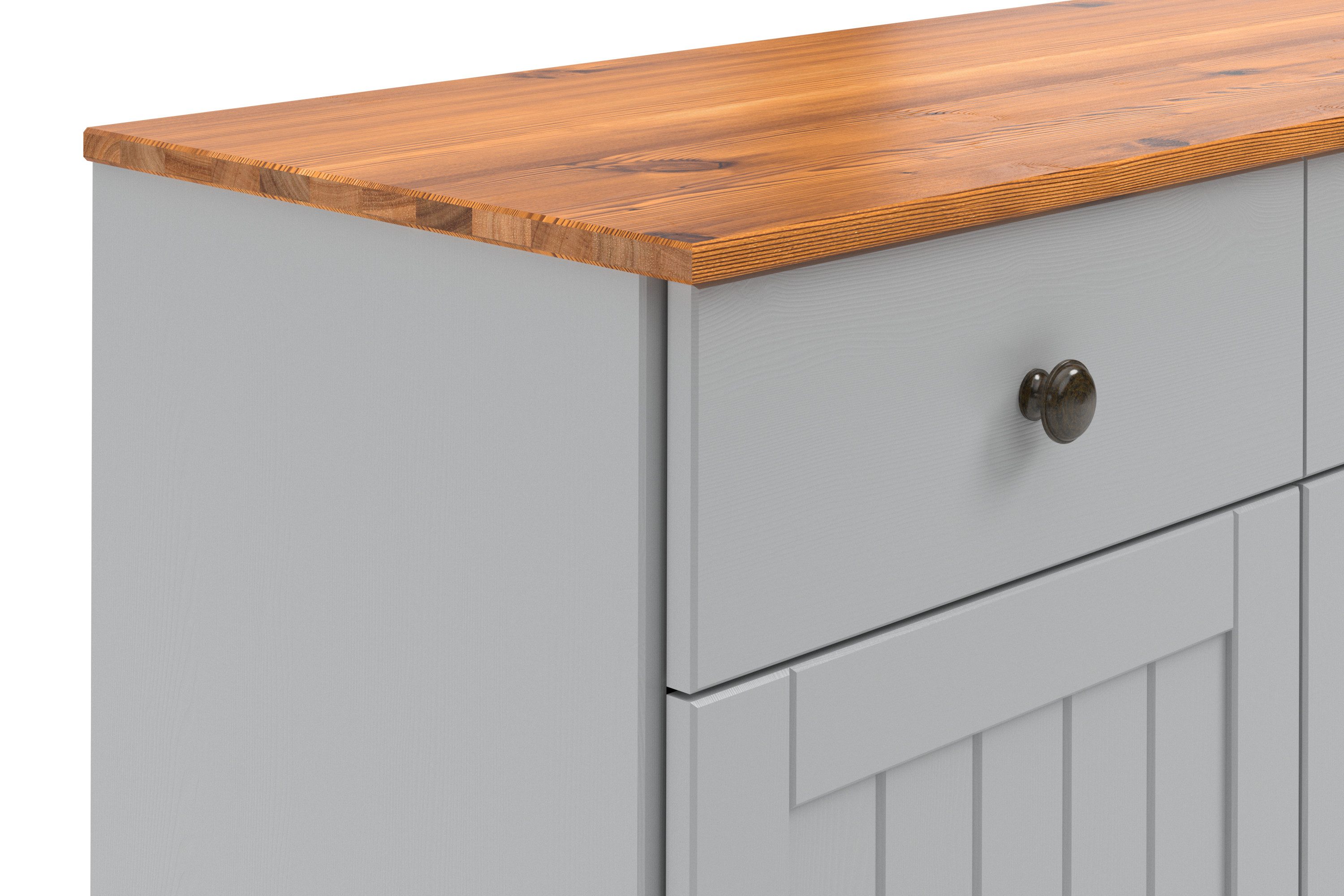 Home affaire Sidetable Alby2 Met 3 deuren, 3 lades en metalen grepen, breedte 125 cm