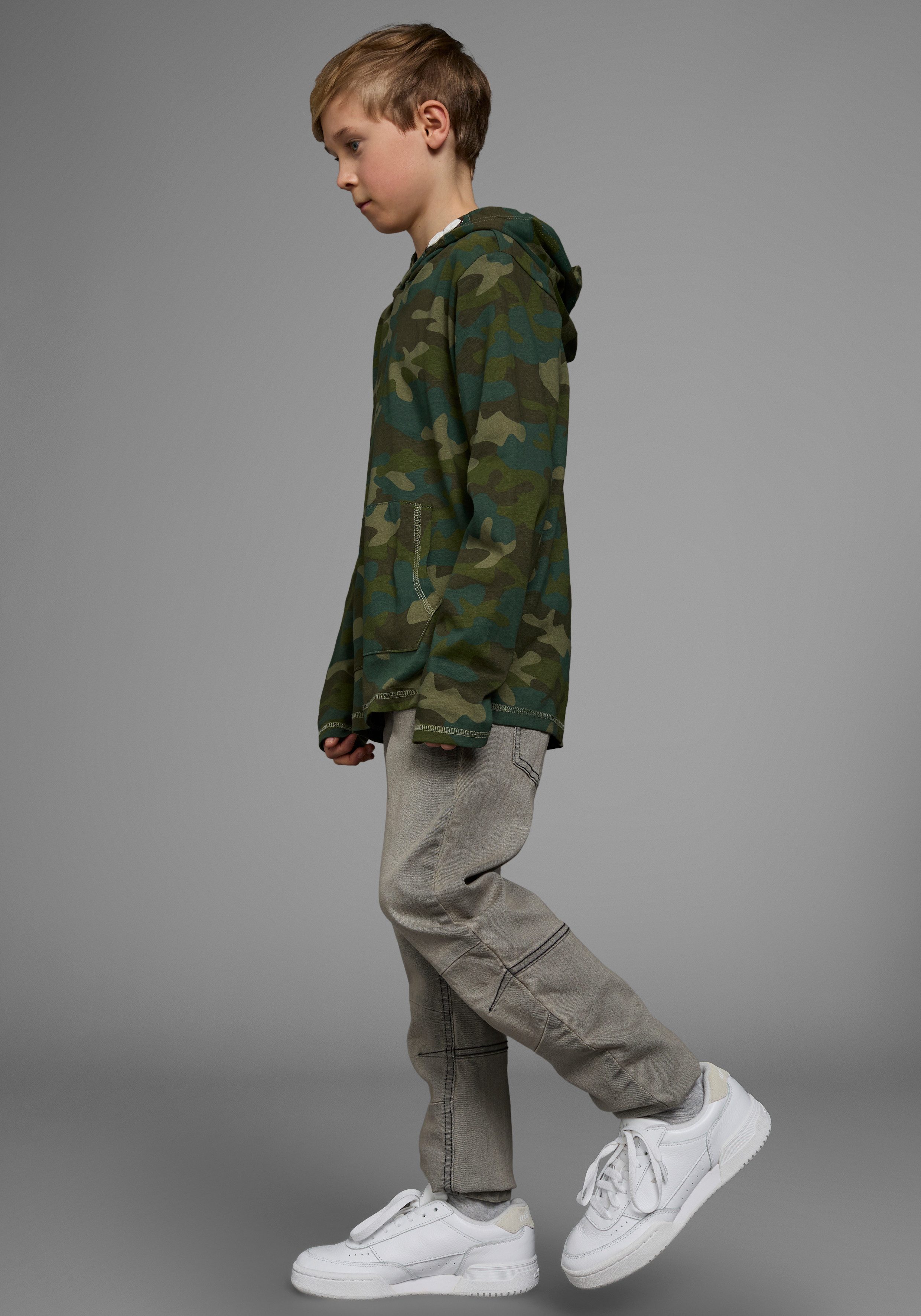 KIDSWORLD Shirt met lange mouwen Lange mouwen, basic pasvorm, allover-print, met capuchon