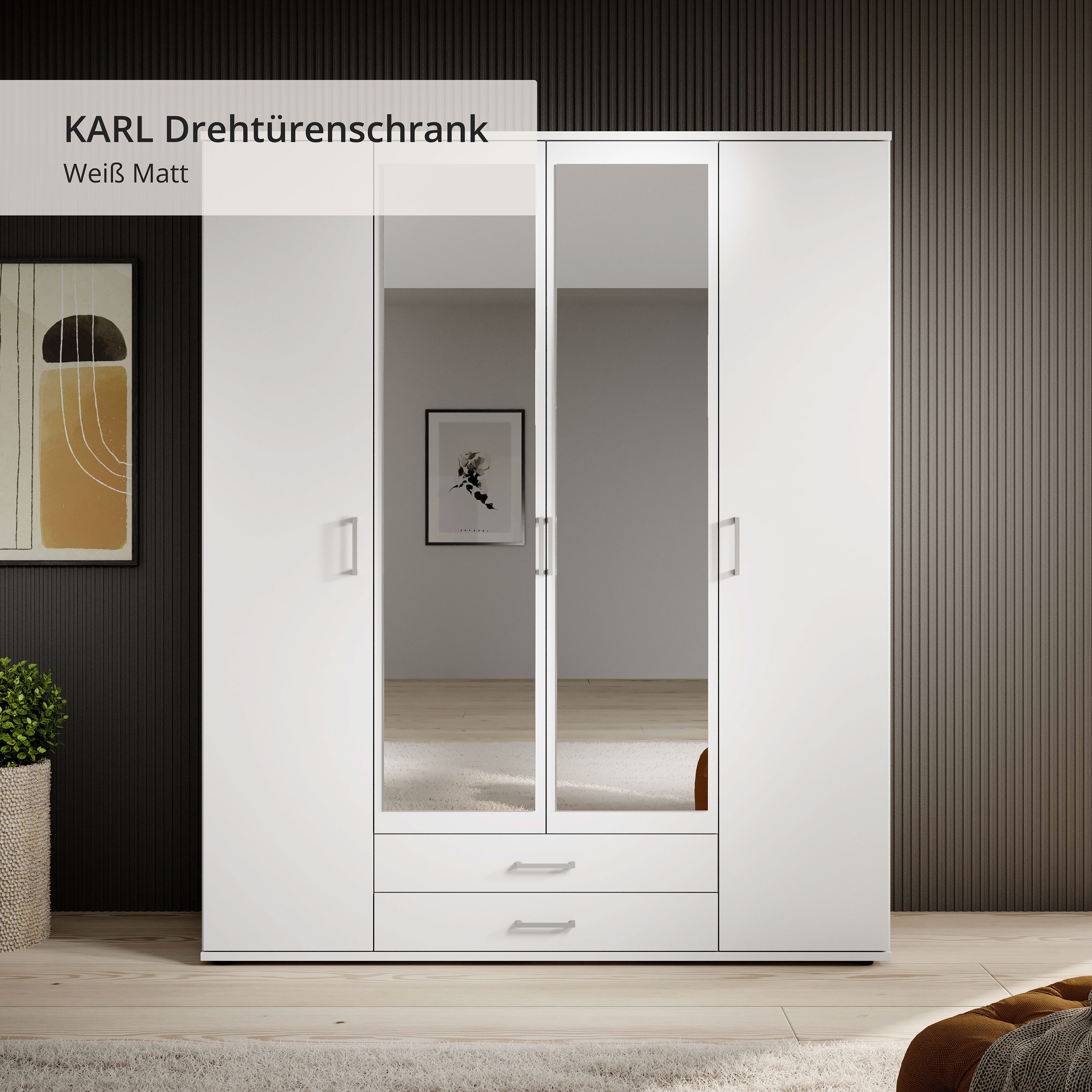 Schlafkontor Kledingkast Karl draaideurkast slaapkamerkast met spiegel garderobe