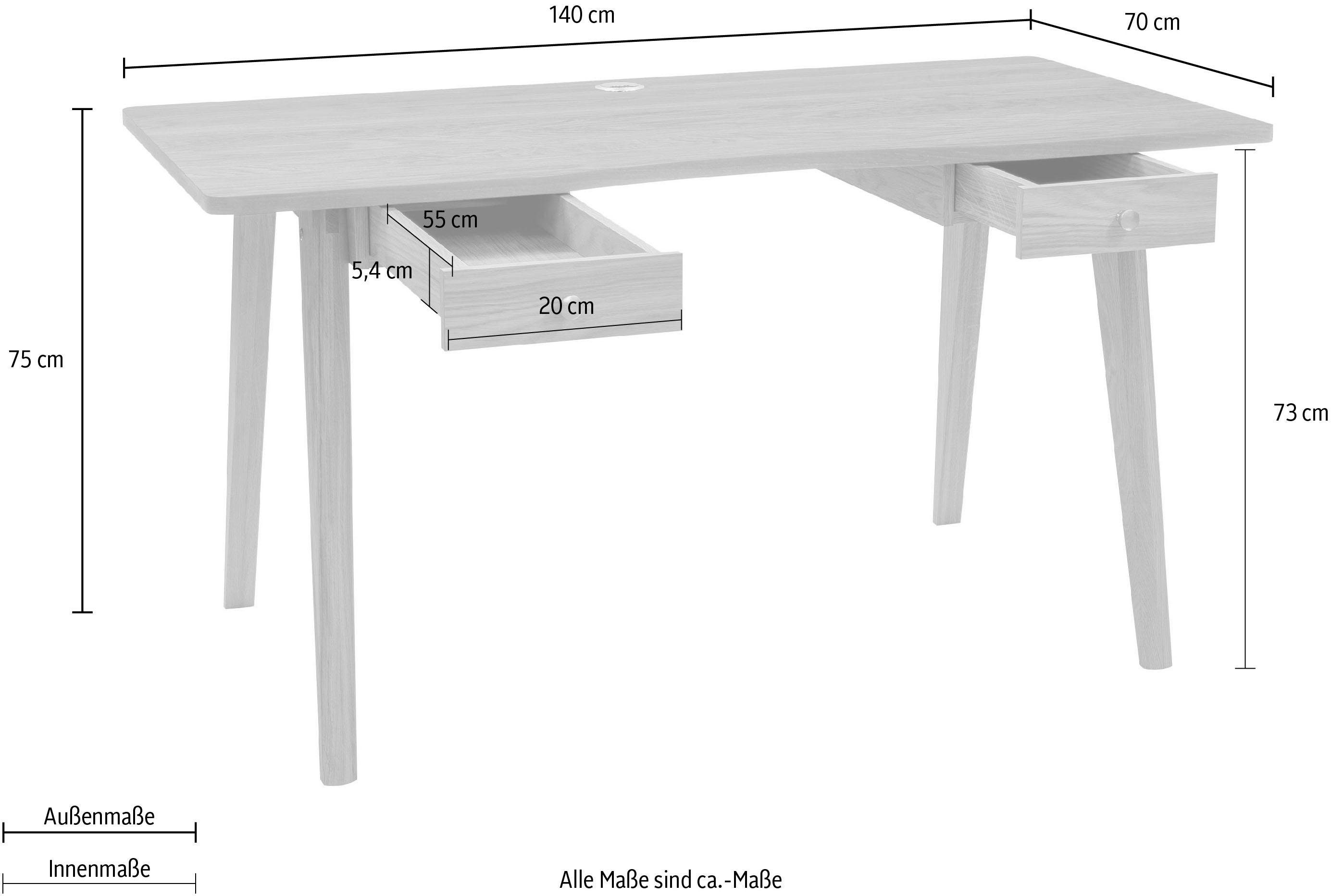 Woodman Bureau Peer in scandinavisch design, tafelpoten van massief eiken