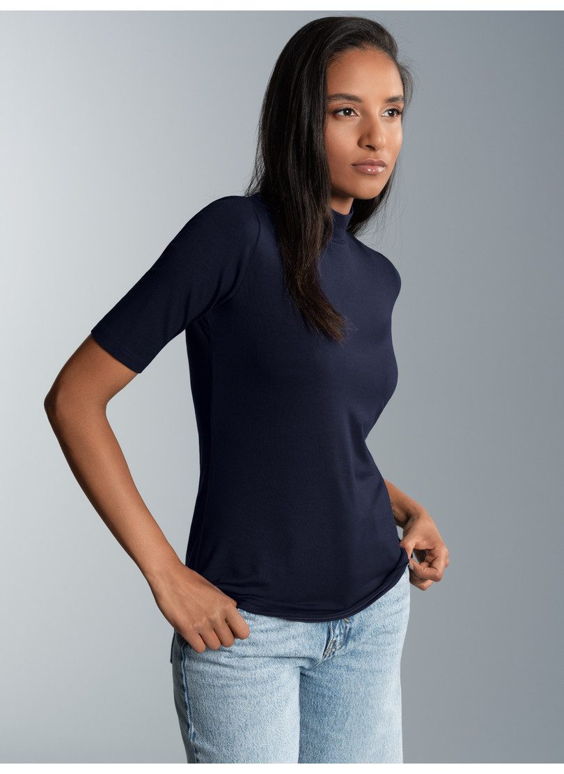 Trigema T-shirt TRIGEMA T-shirt met elastische opstaande kraag (1-delig)