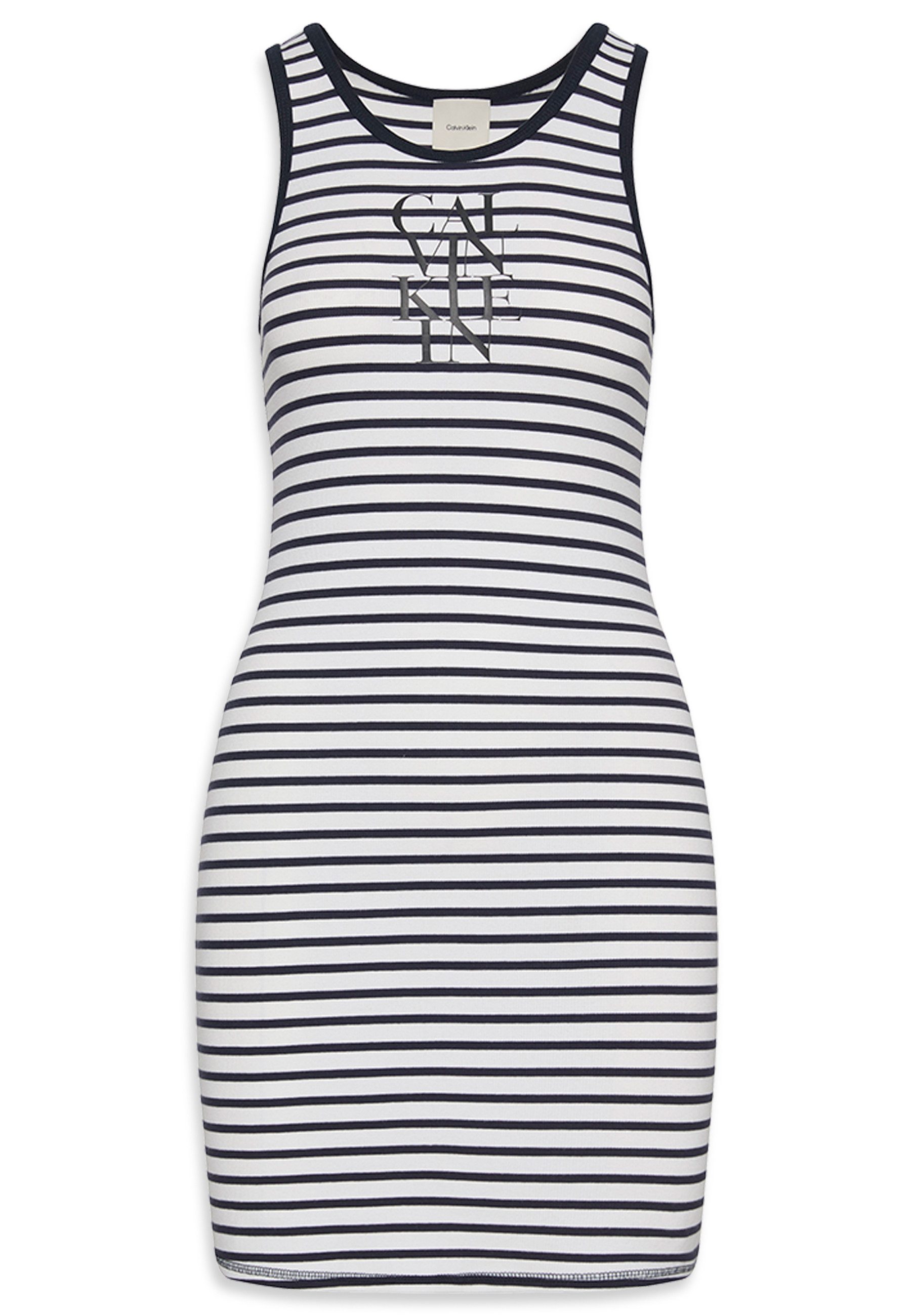 Calvin Klein Jerseyjurk COTTON RIB STRIPE SL DRESS