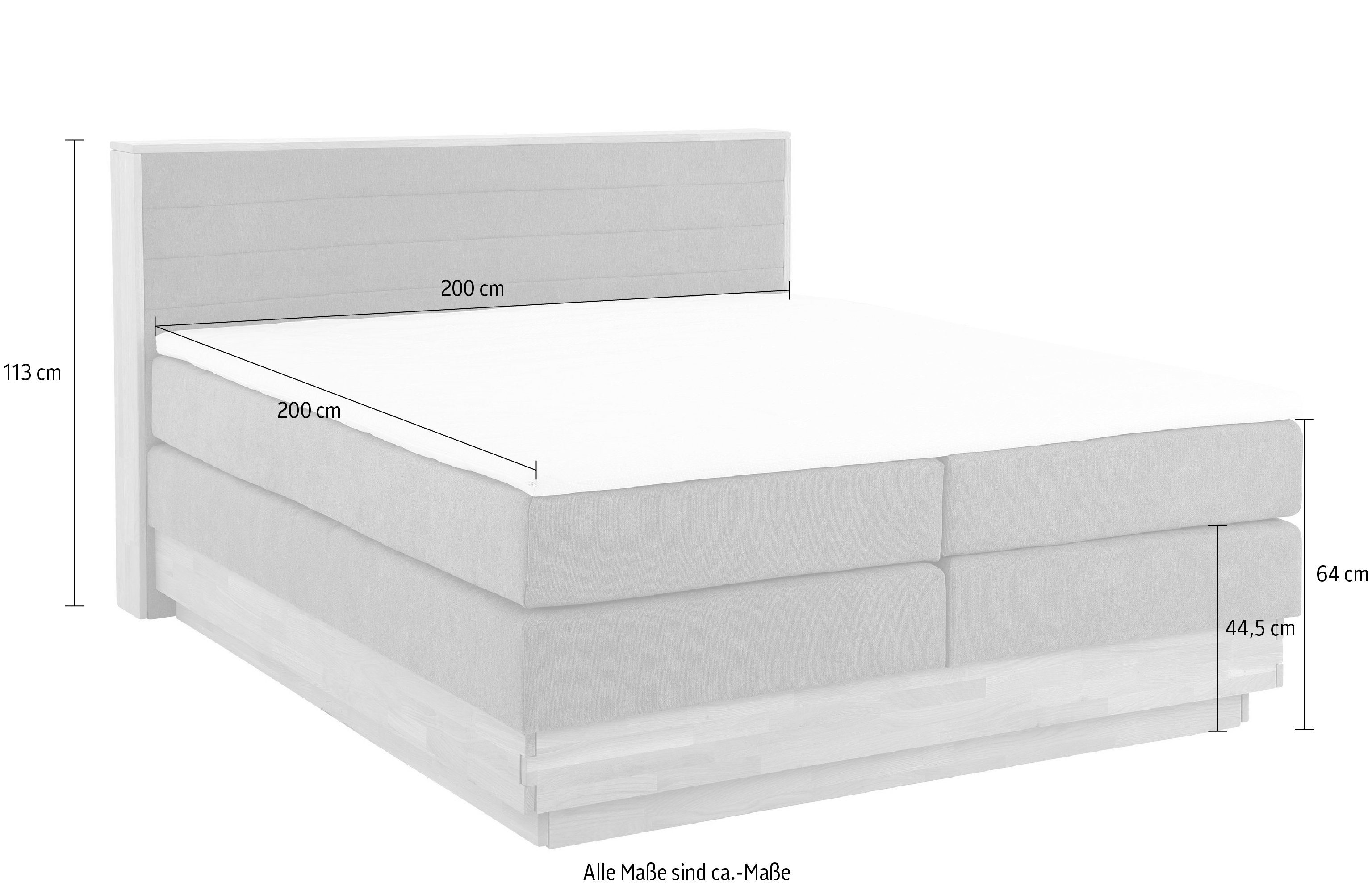 Home affaire Boxspring Cavan Eiken, met bedkist & topmatras, verschillende hardheden (ook H4)