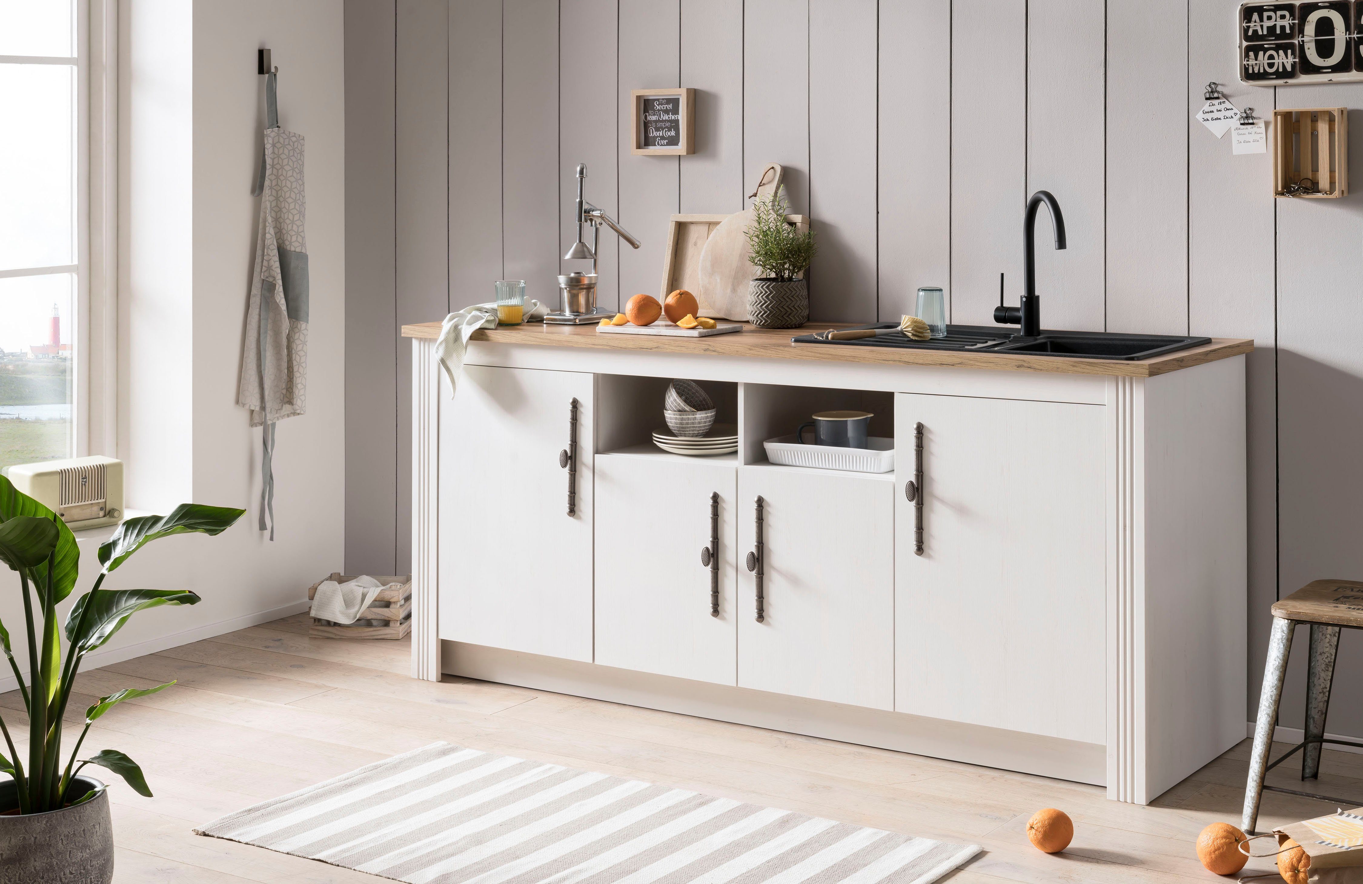Kochstation Gootsteenkast KS-Westminster in romantische landelijke stijl, breedte 204 cm, exclusief by otto