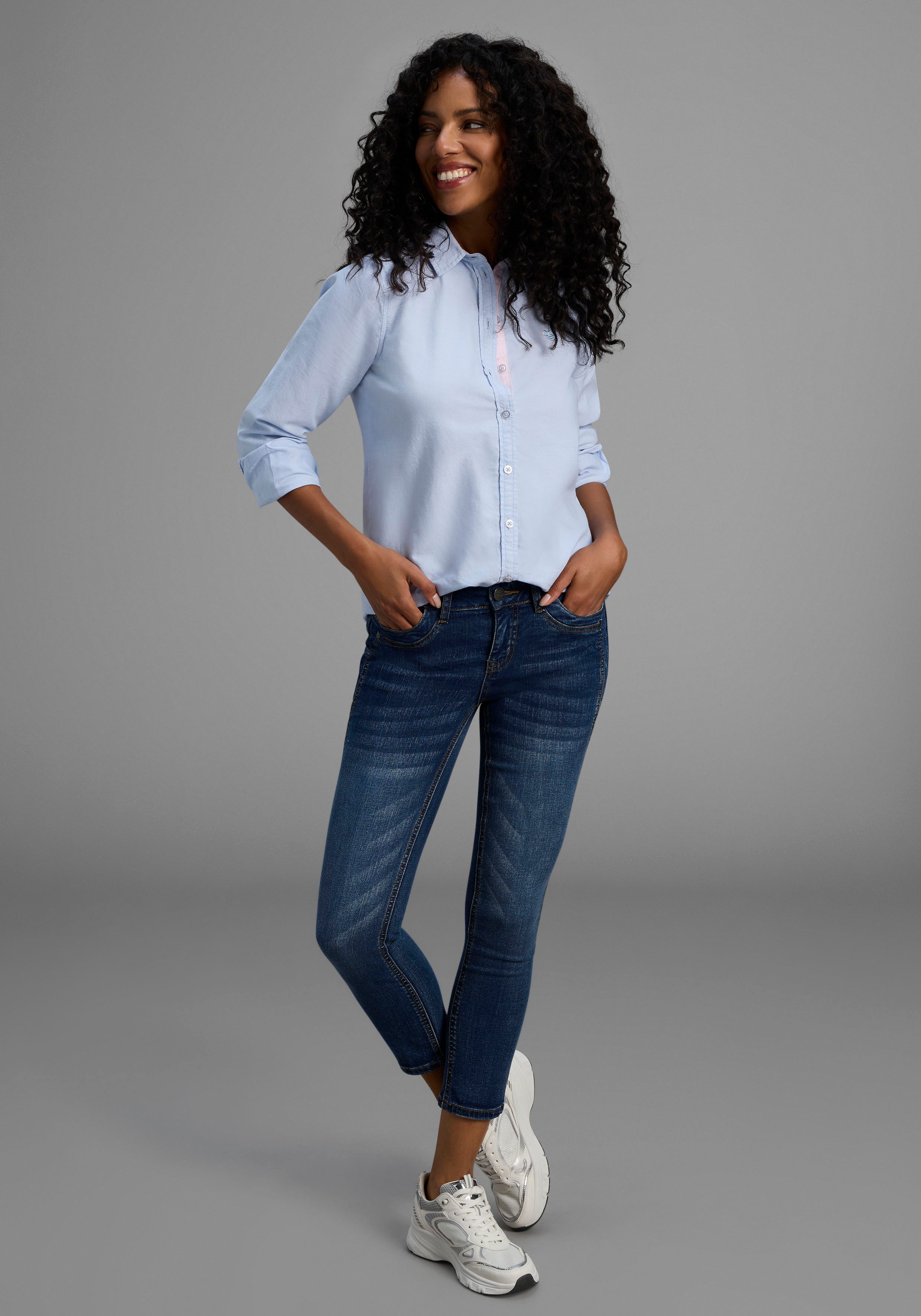 Arizona 7/8 jeans Met geren extra-strakke snit, used-look-wassing, lage taille