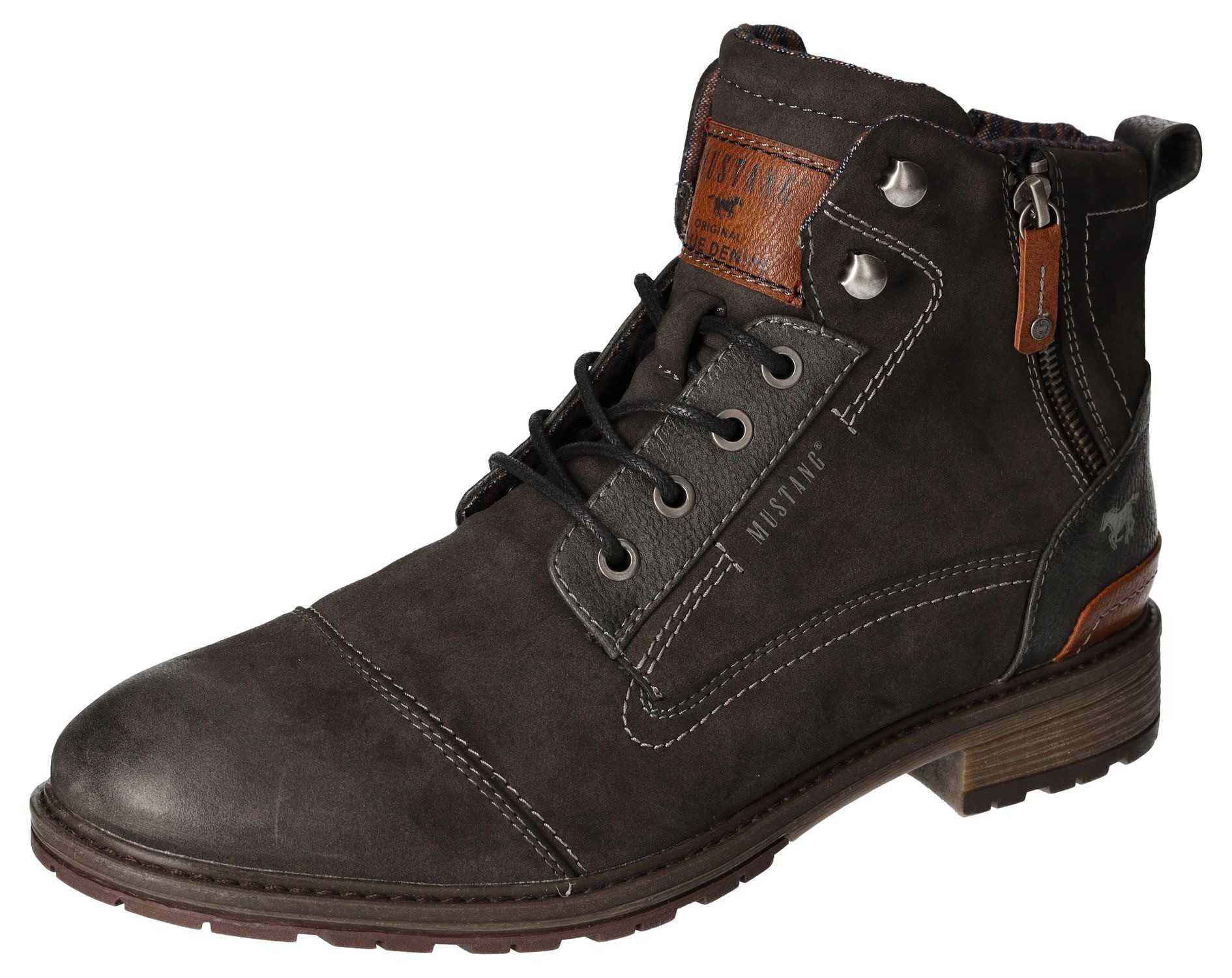 Mustang Shoes Veterschoenen Winterlaarzen, casual laarzen met stijlvolle logoprint op de tong heren veterschoenen maat 45 EU grijs
