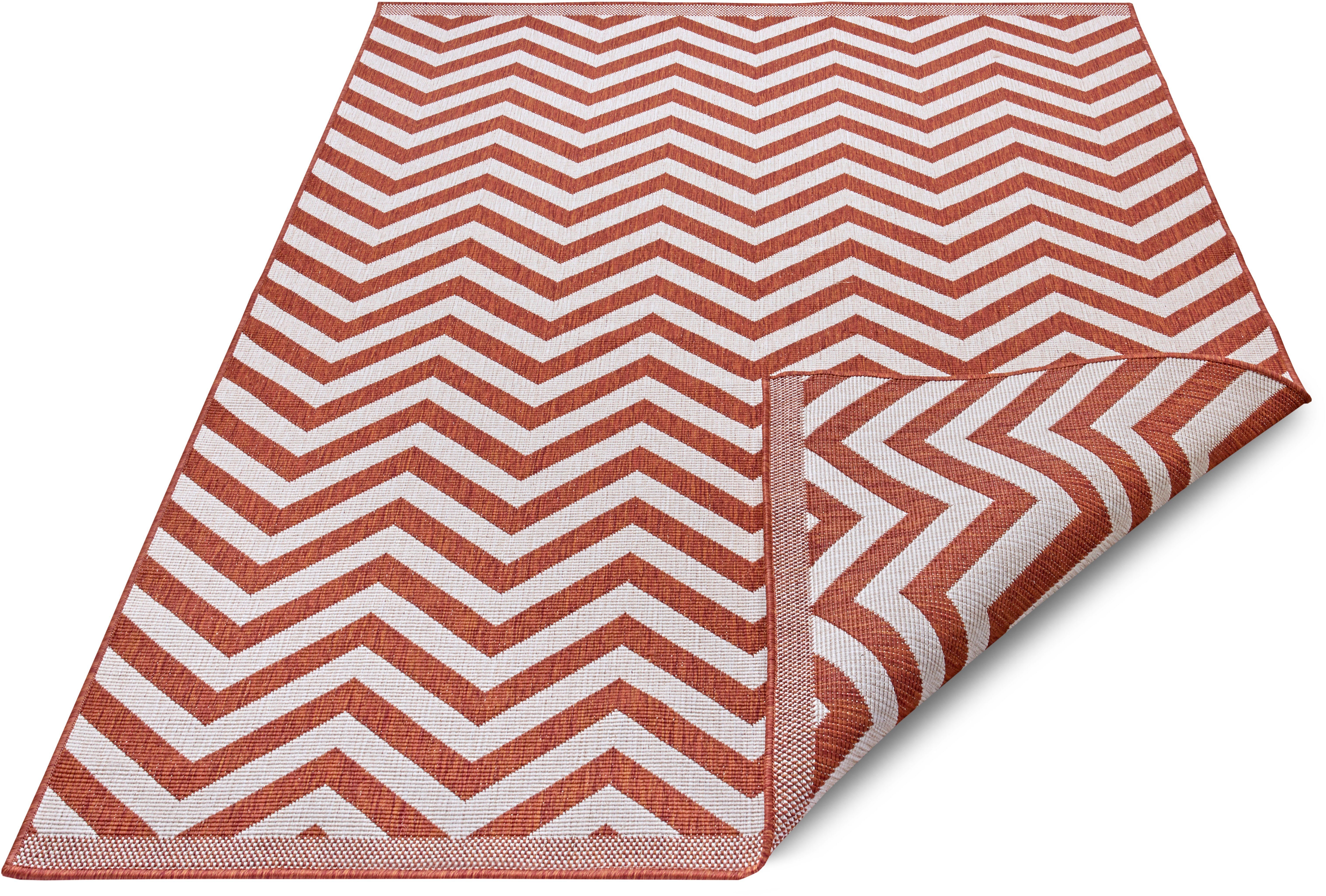 Binnen & buiten vloerkleed zigzag Palma - terracotta/crème 80x150 cm