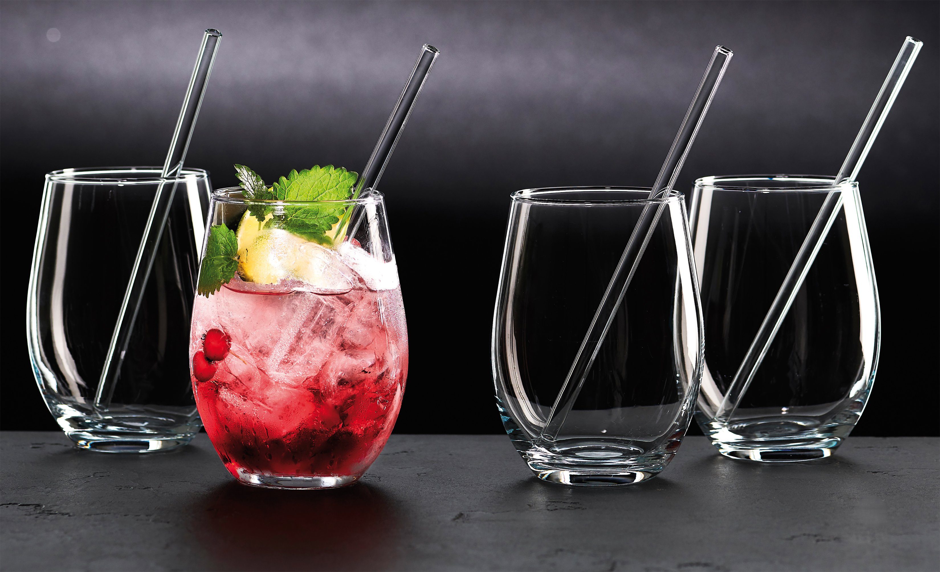 Ritzenhoff & Breker Longdrinkglas Gin 8-delig, incl. glazen rietjes, 590 ml (set, 8-delig)