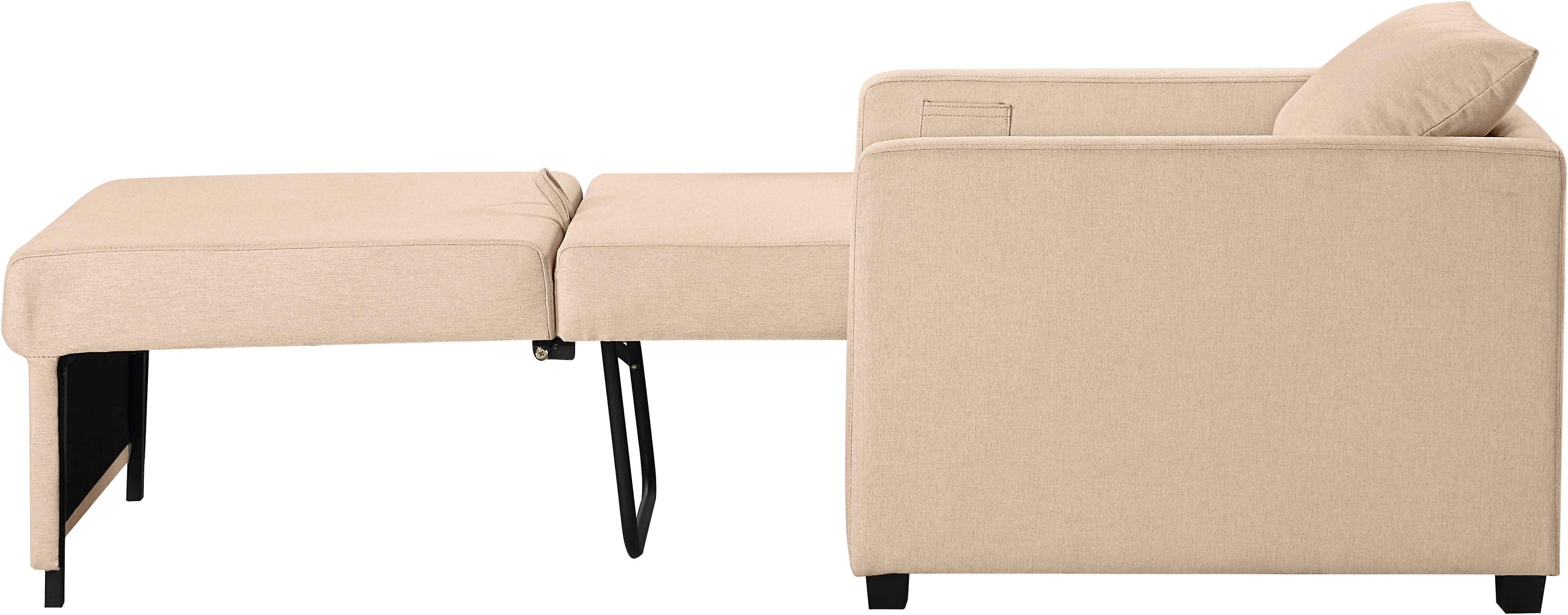 ATLANTIC home collection Relaxfauteuil Jerry met slaapfunctie, als logeerbed en inclusief kussens