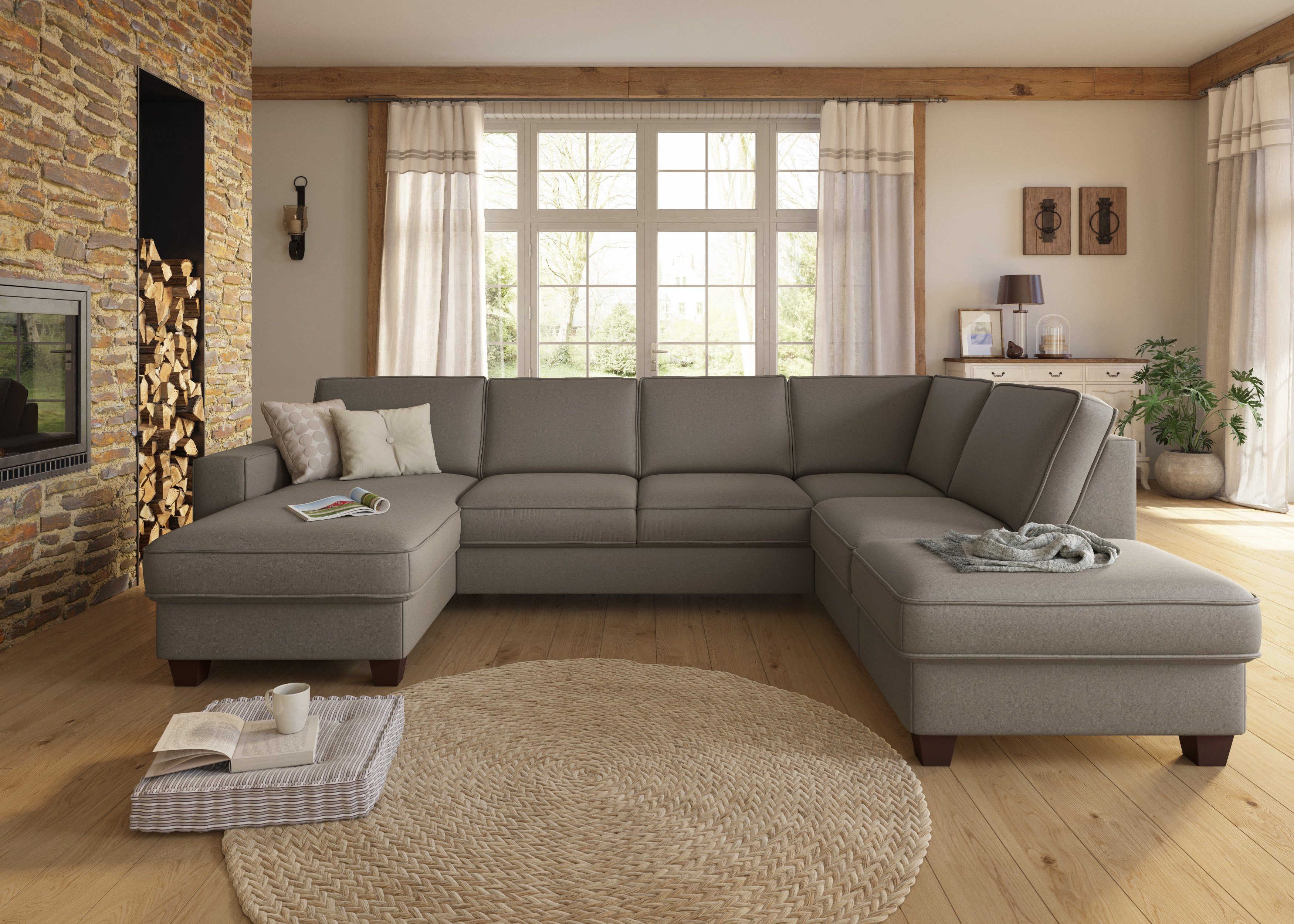 Home affaire Zithoek County U-model naar keuze ottomane links of rechts, met binnenveringsinterieur (3-delig)