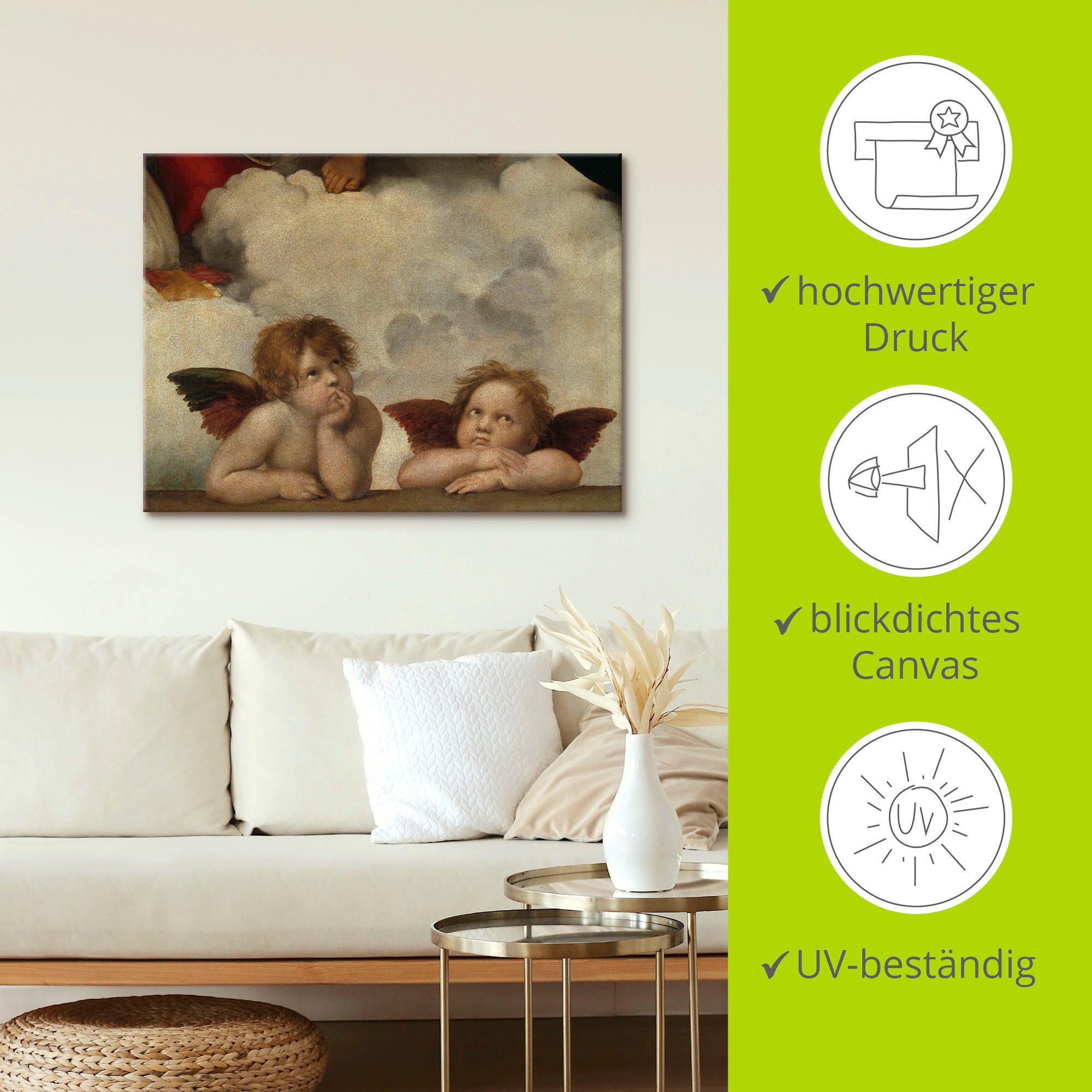 Artland Artprint Detail van de Sixtijnse Madonna. als artprint op linnen, poster, muursticker in verschillende maten