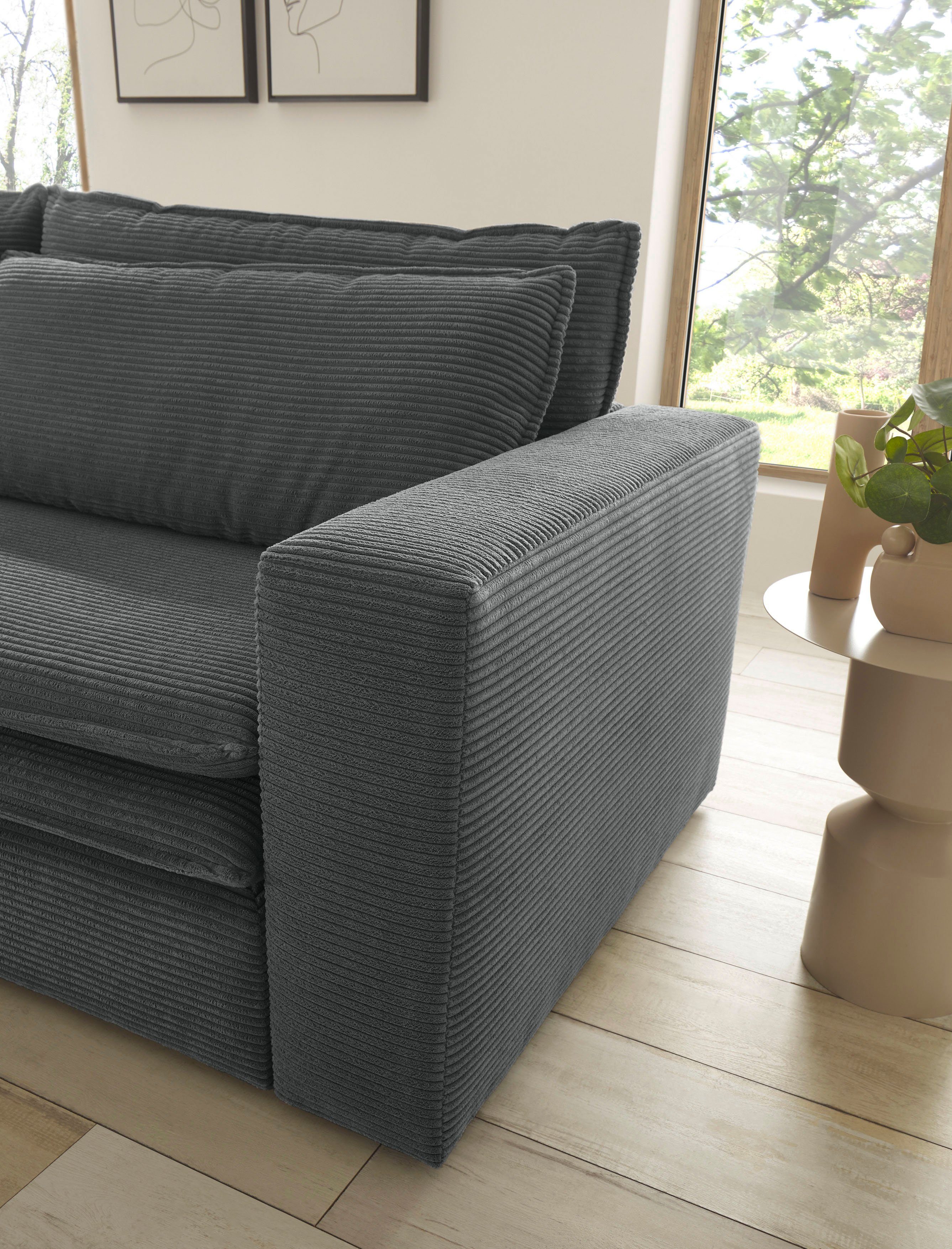 Places of Style 3-zitsbank PIAGGE Cord-bekleding - met slaapfunctie en bedkist, met praktische topmatras