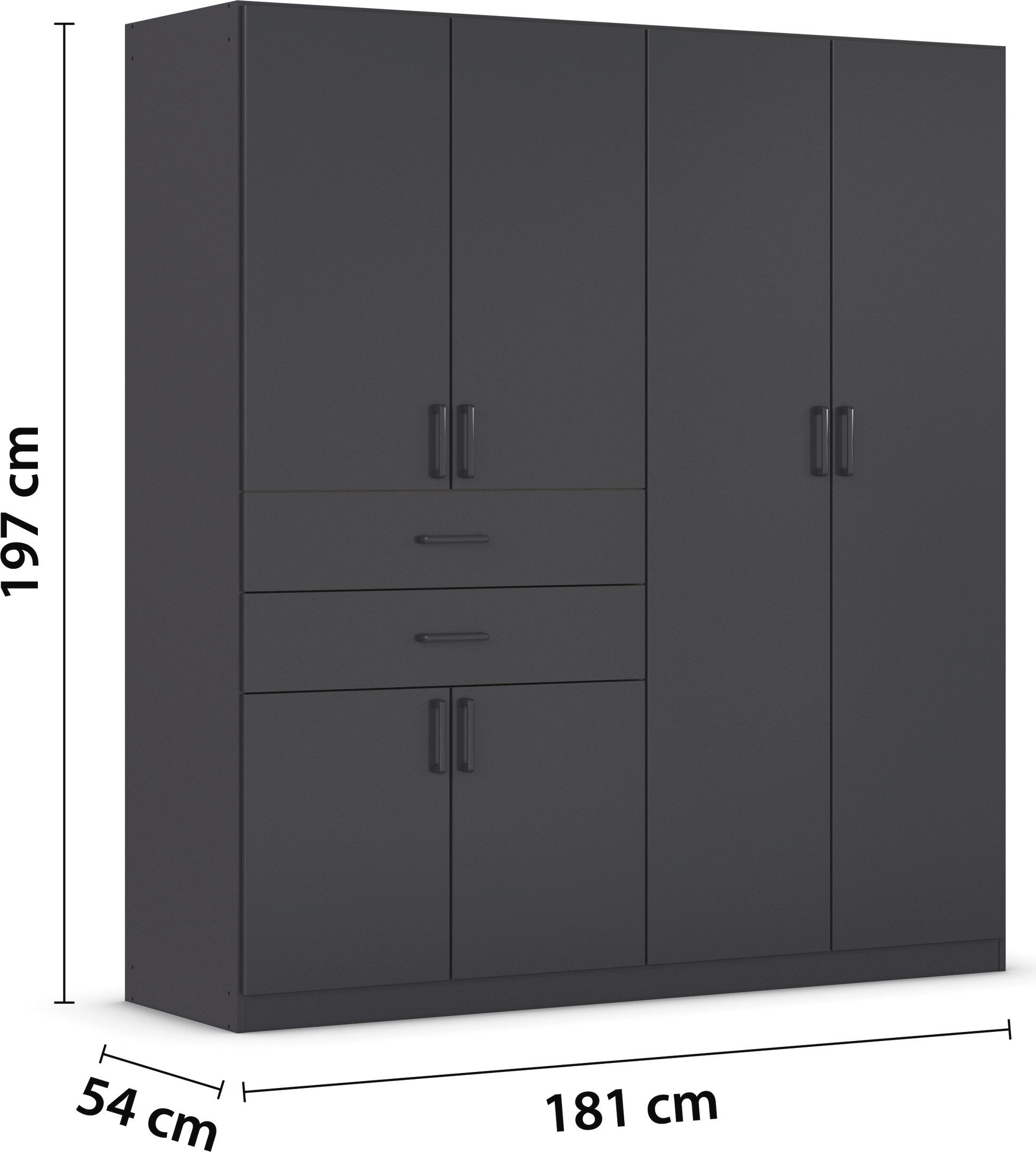 rauch Draaideurkast Kledingkast kast garderobe MAIKA met decor-front 2 lades, in verschillende breedtes, hoogtes, kleuren, made in germany