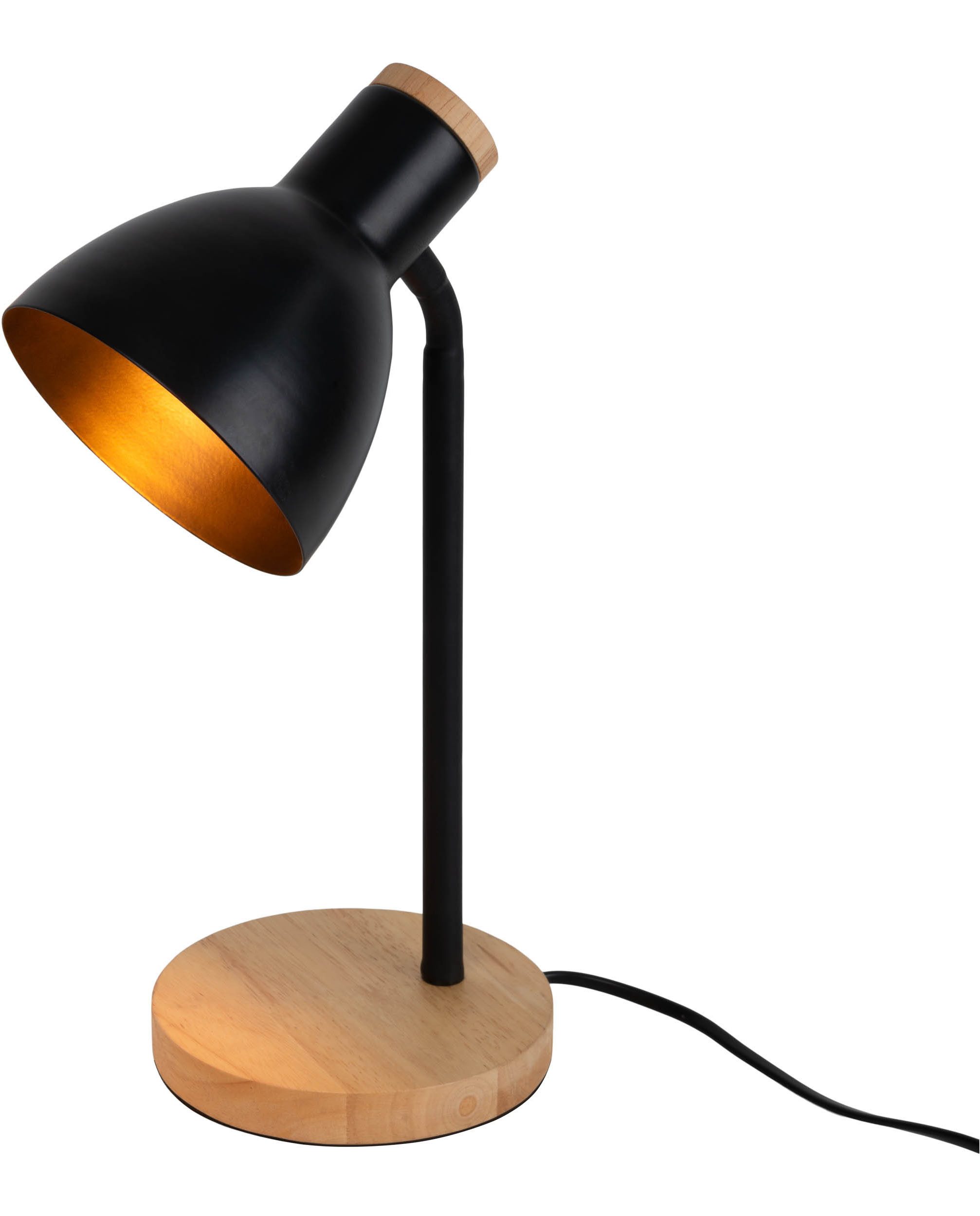 näve Bureaulamp Marie Voet en kap deels van hout, kap flexibel beweegbaar, E14 (1 stuk)