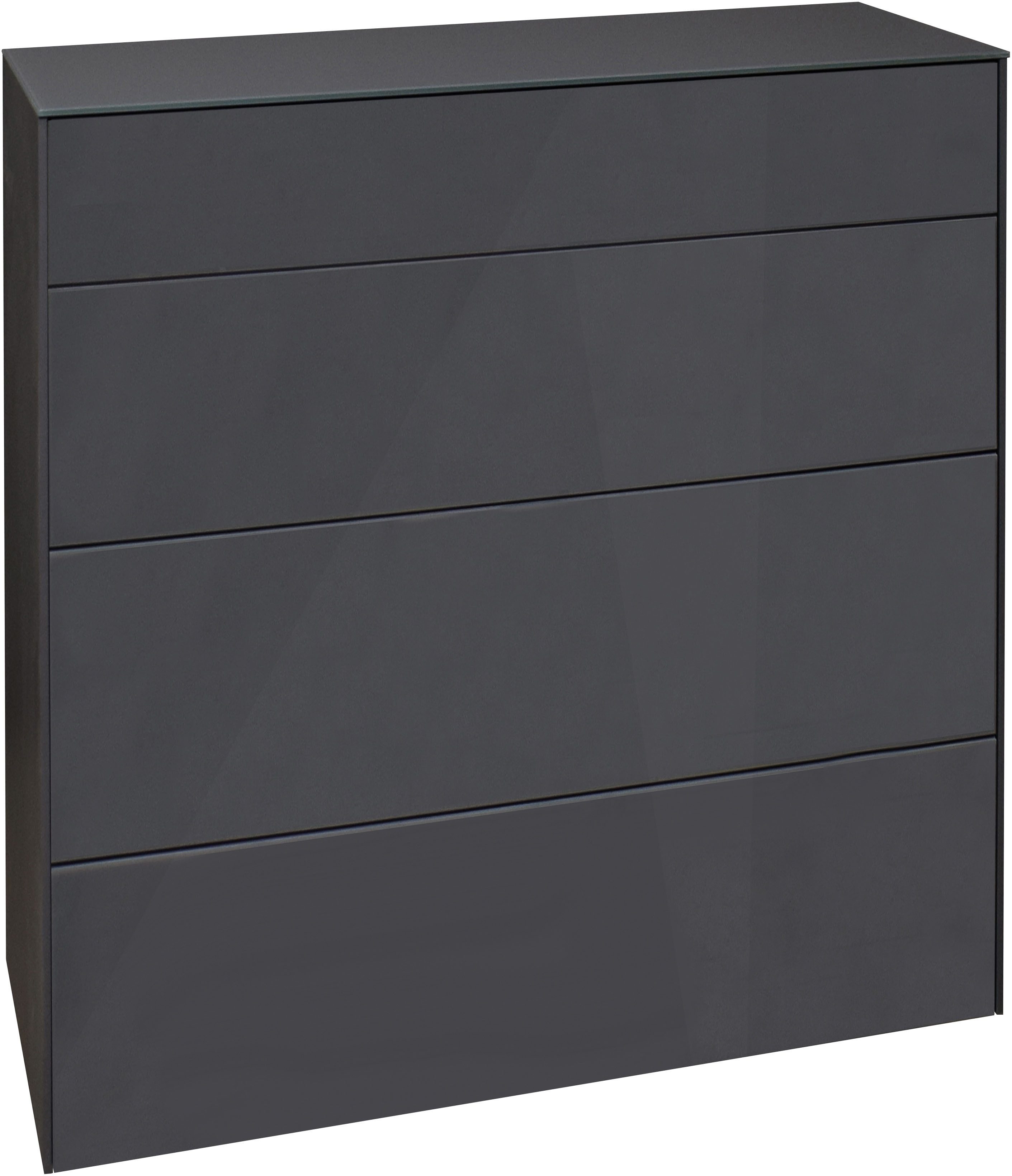 Mäusbacher Kast Imola BESTSELLER! Mäusbacher commode met glasfront en glazen bovenblad dressoirs grijs