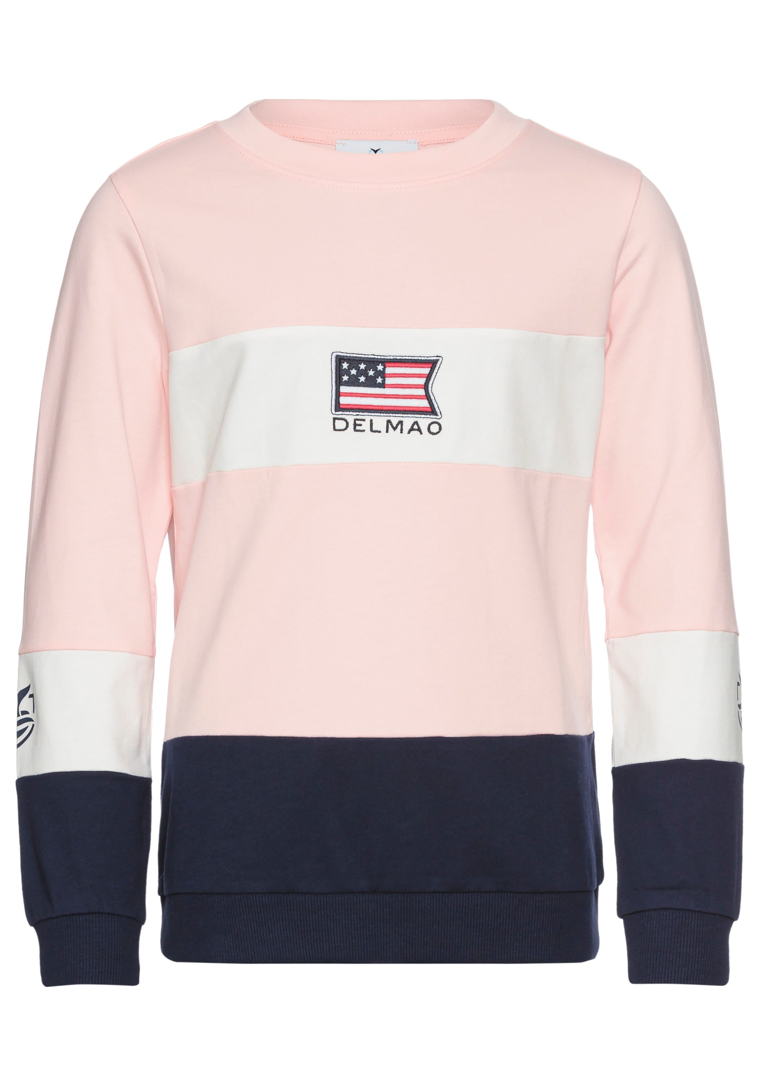 DELMAO Sweatshirt Colorblocking sweatshirt met logo-borduursel voor meisjes