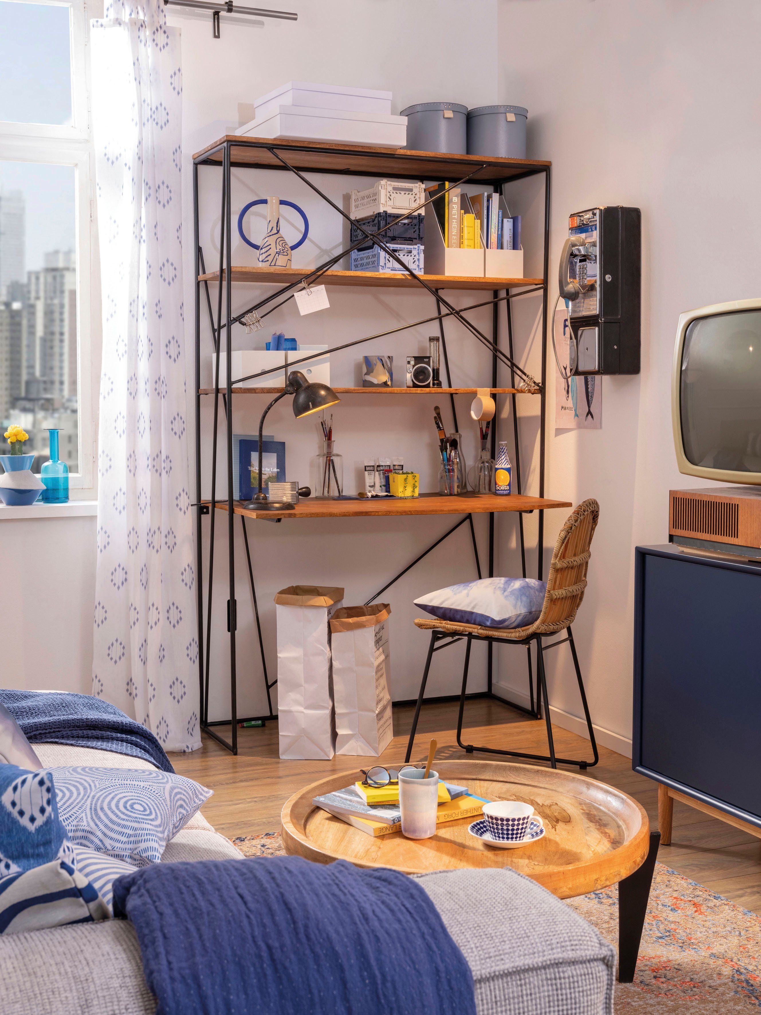 TOM TAILOR HOME Secretaire T-NEST SHELF OFFICE groot, open bureaurek, van mangohout en metaal