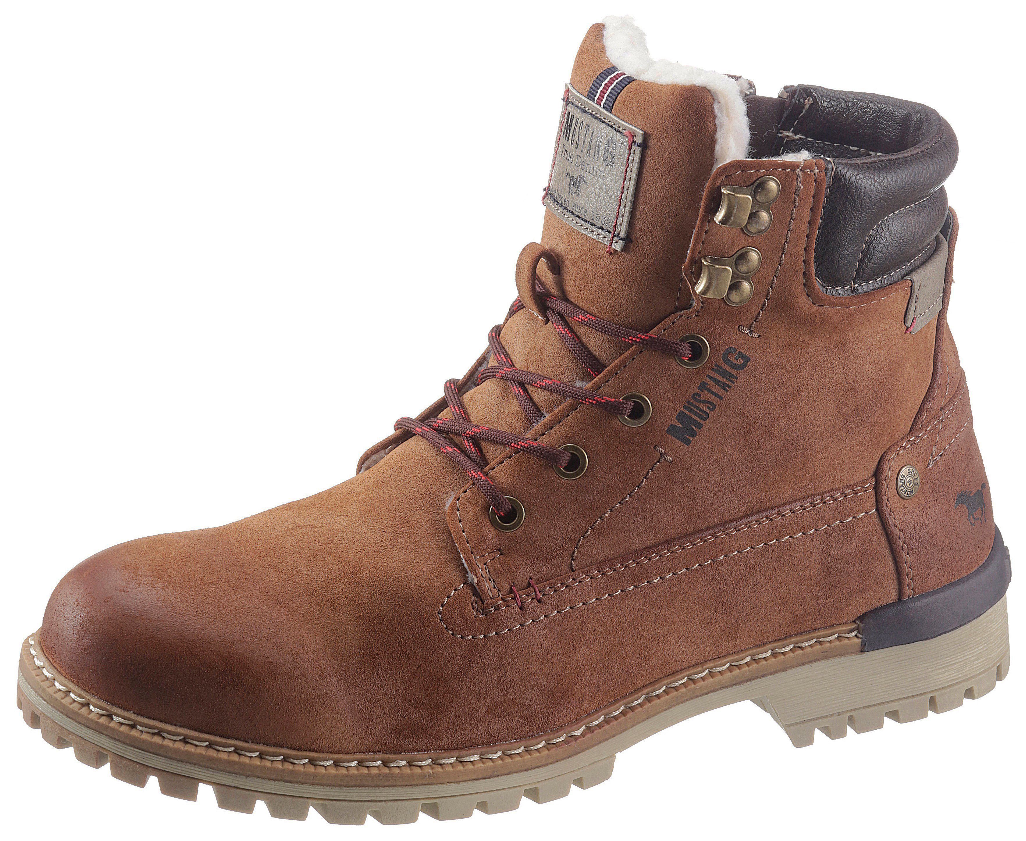 Mustang Shoes Winterlaarzen lace-up boots, ankle boots, worker boots, contrast trim, logo patch