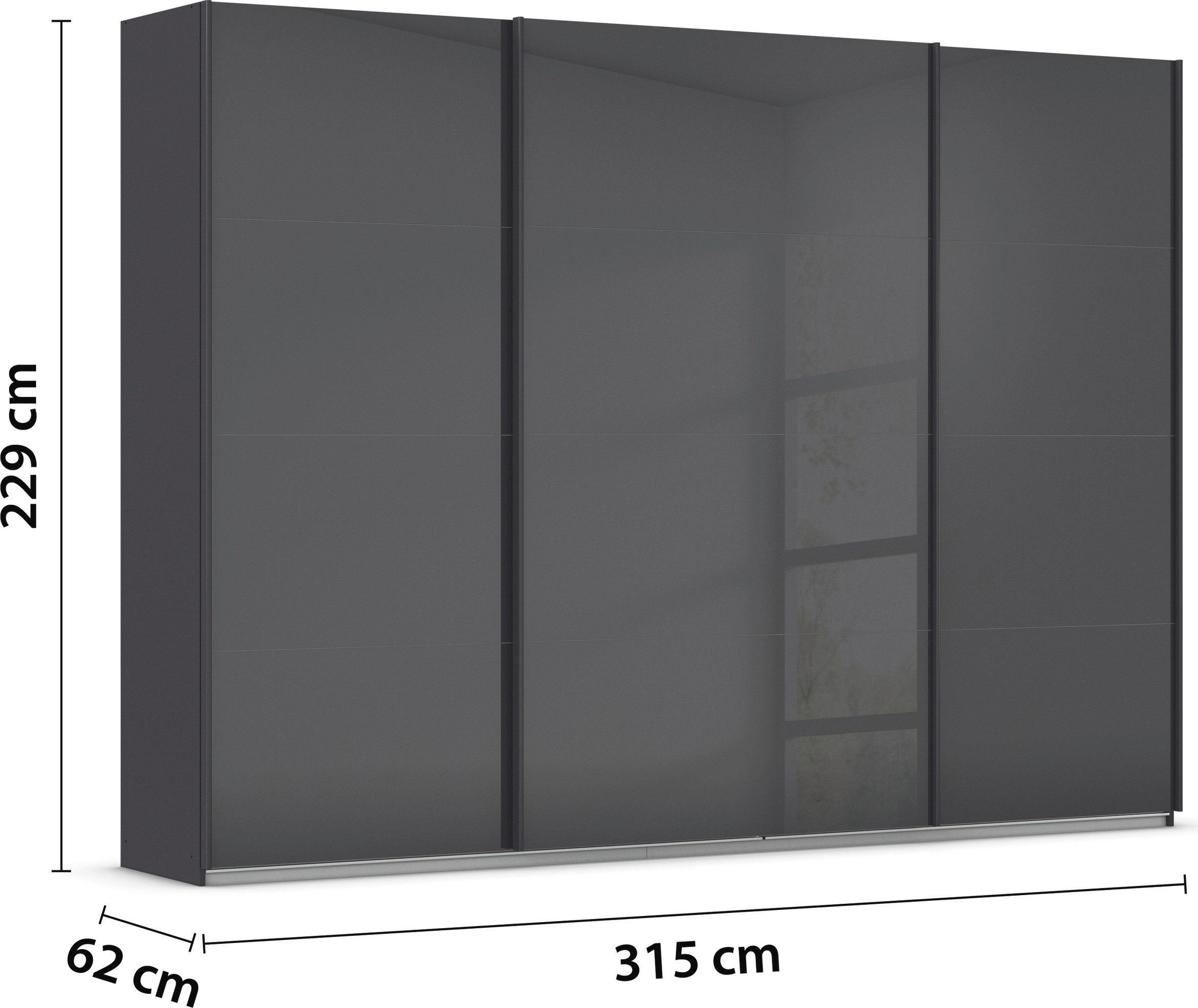 rauch Schuifdeurkast Kledingkast Kast Garderobe AGORDO met Glasfront doordachte binnenuitrusting, in 4 breedtes en 2 hoogtes made in germany