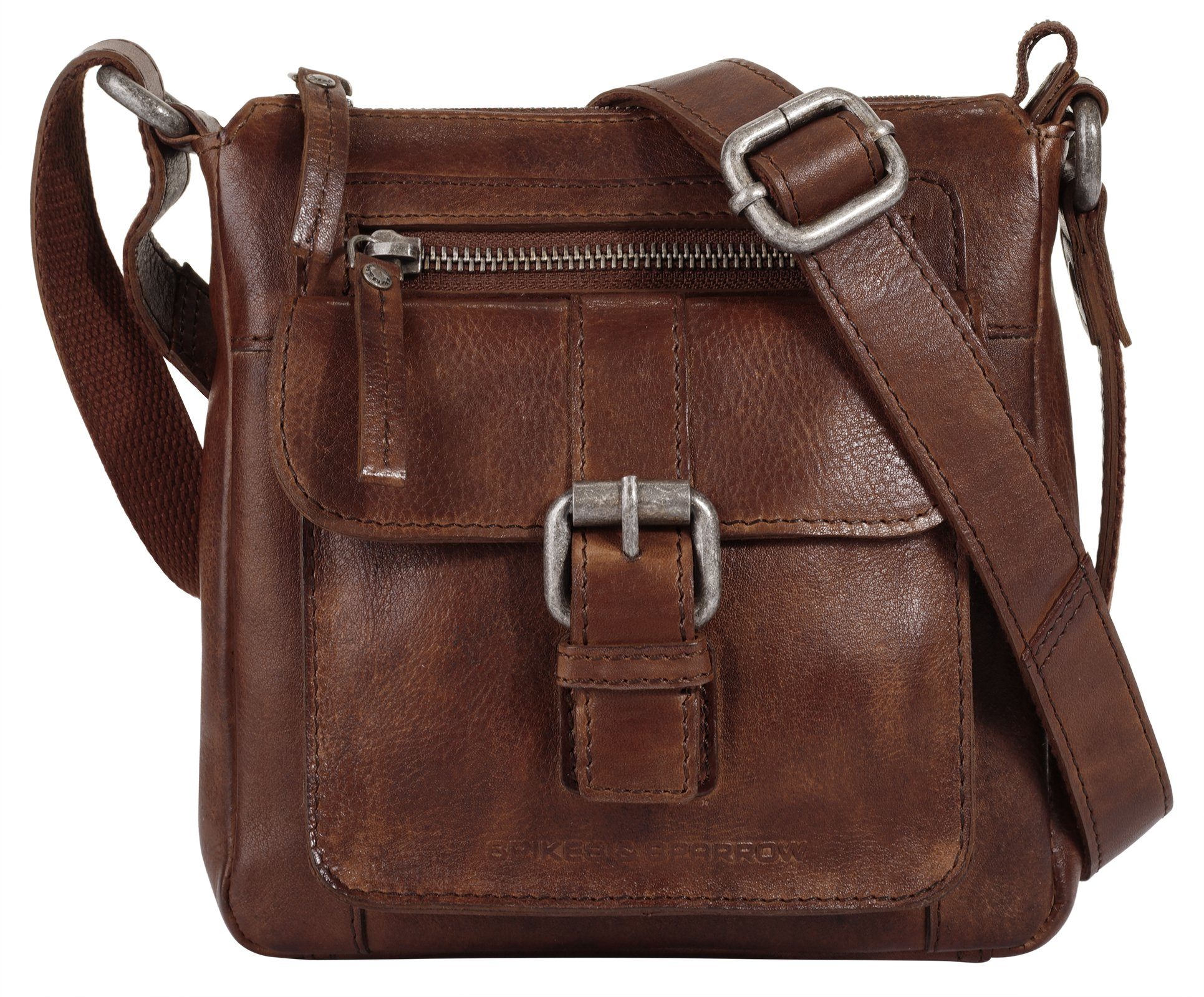 Spikes & Sparrow Schoudertas echt leder dames tassen maat Onesize bruin