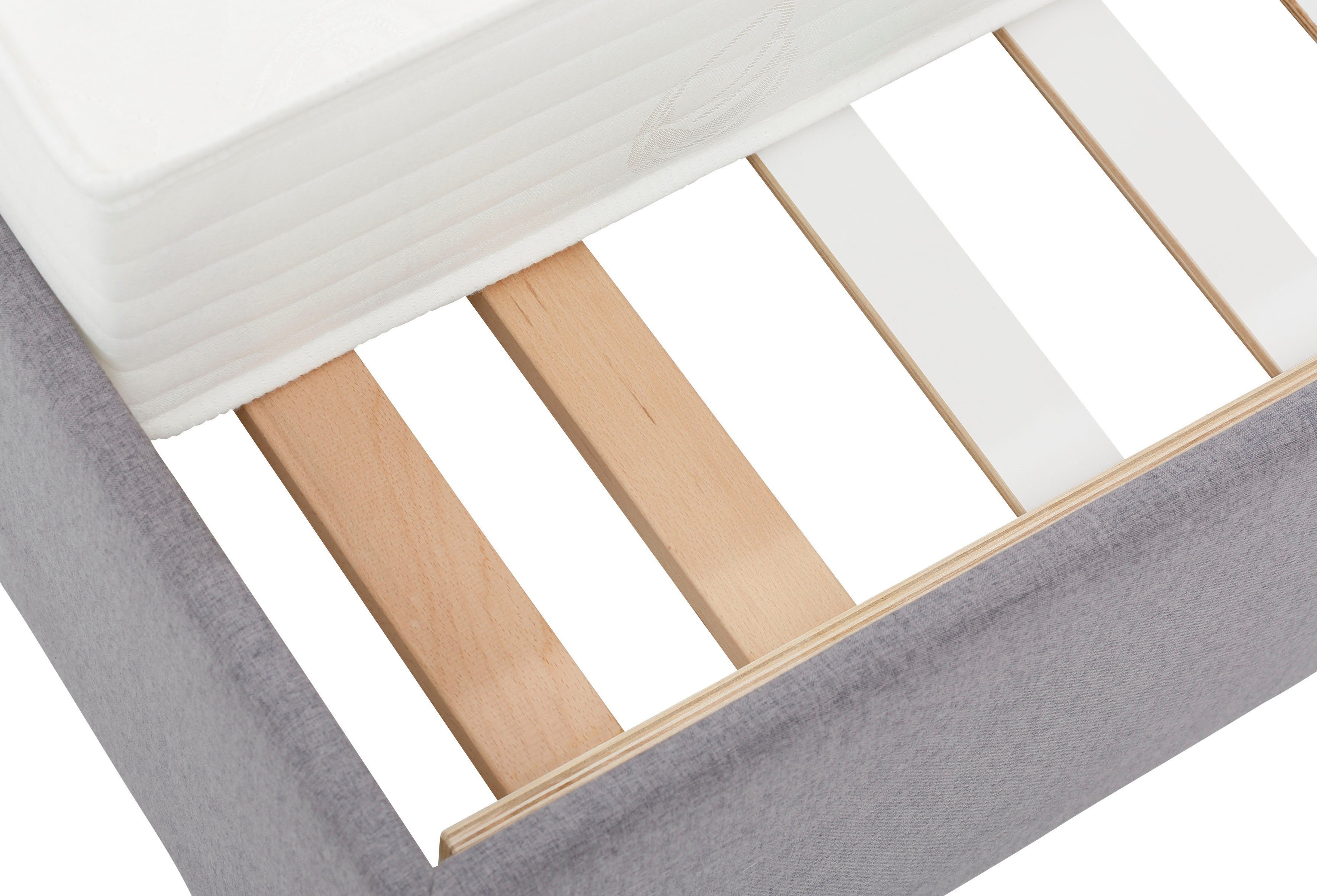 Lüttenhütt Gestoffeerd bed Endres met bedkist, naar keuze zonder matras/lattenbodem of incl. matras