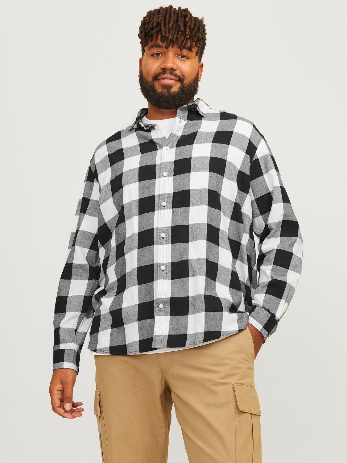 Jack & Jones PlusSize Geruit overhemd JJEGINGHAM TWILL SHIRT L/S NOOS PLS