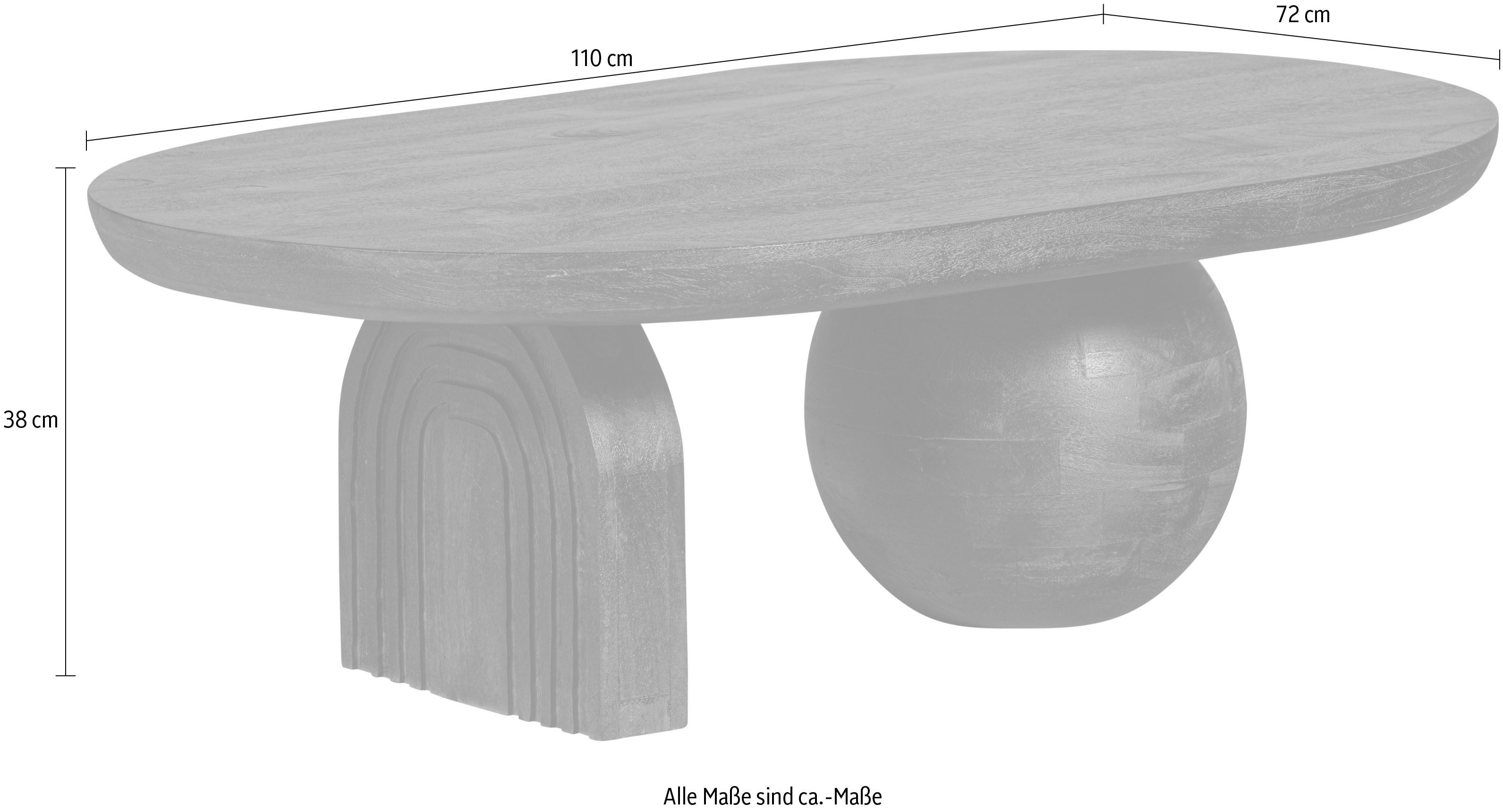WOOOD Salontafel STEPPE van mango-hout, grote tafelblad, h 38 cm x b 110 cm