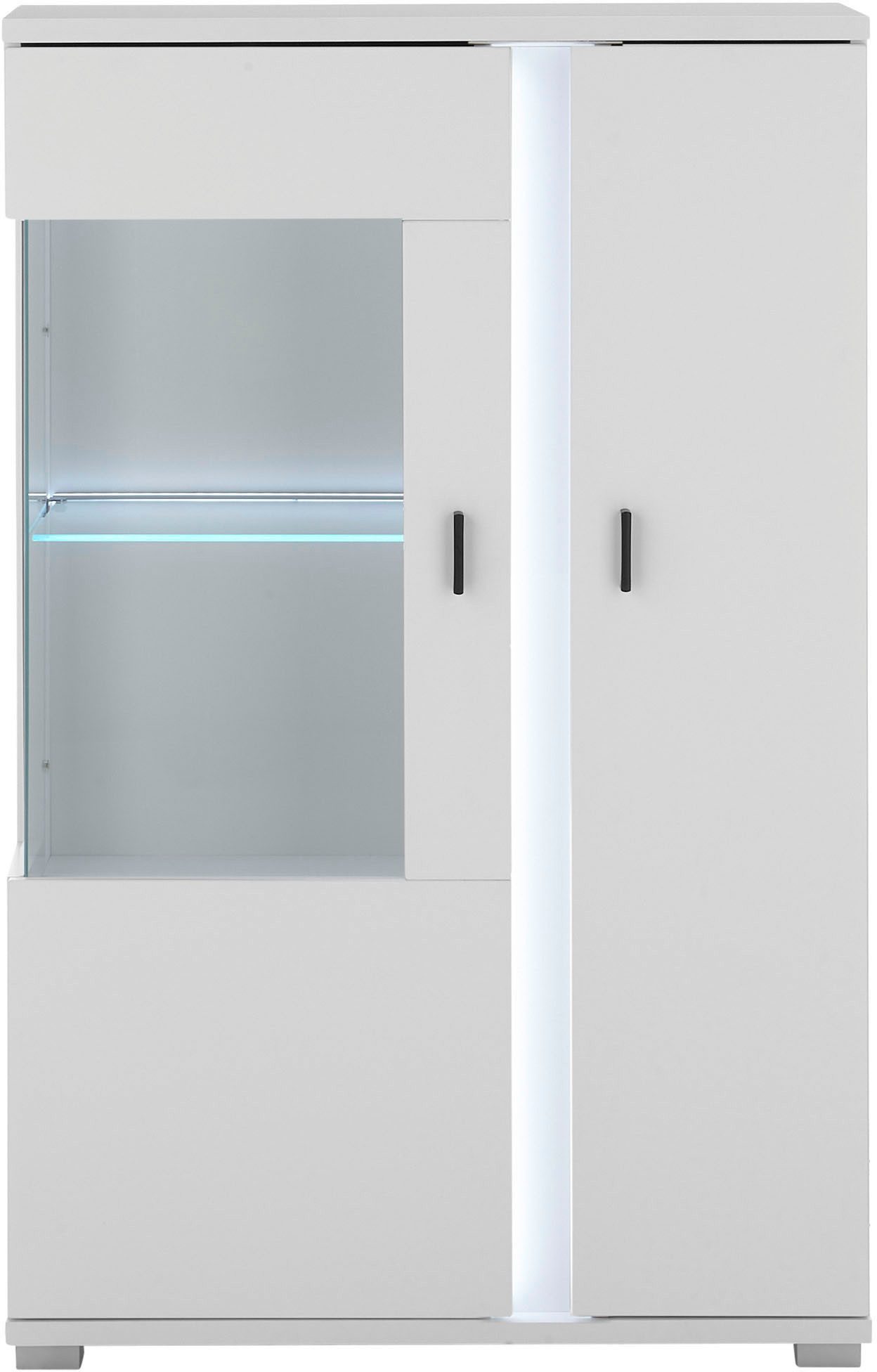 INOSIGN Vitrinekast Long Island in moderne trendkleur, inclusief verticale verlichting, breedte 80 cm (1 stuk)